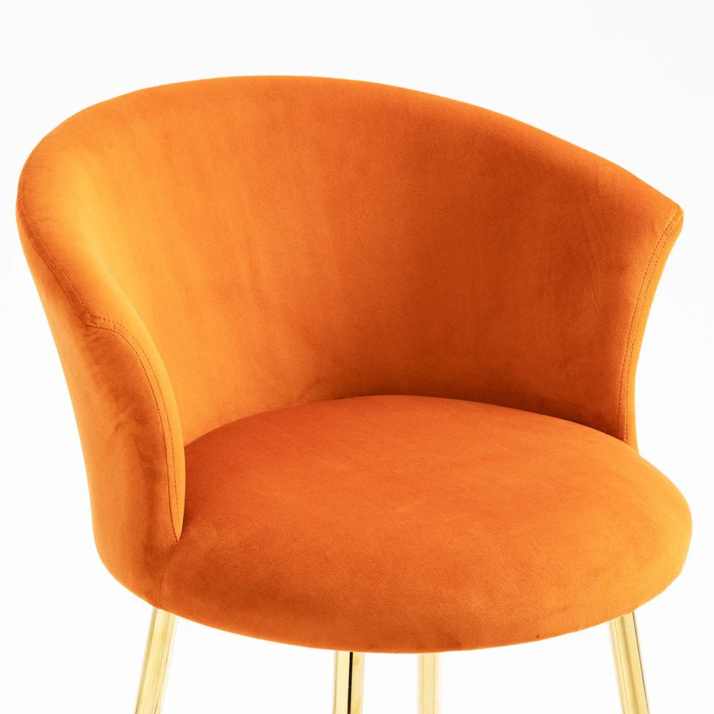 Kylie Set of 2 Orange Velvet Bar Stools - Image 8