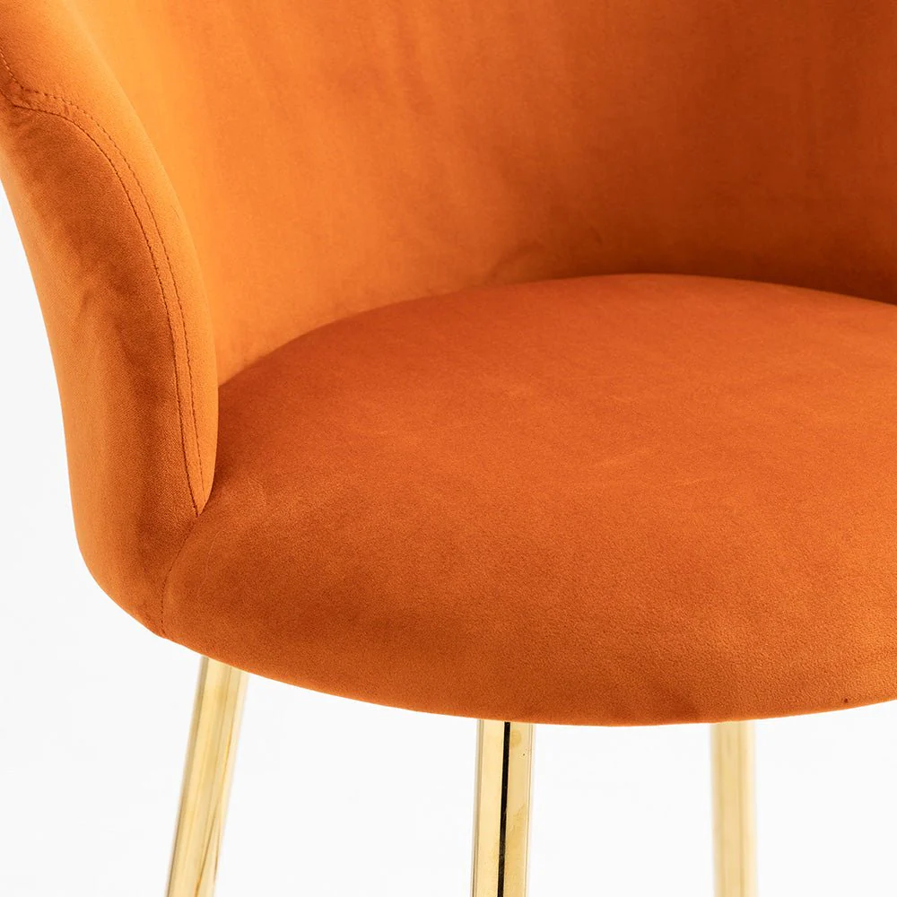 Kylie Set of 2 Orange Velvet Bar Stools - Image 9