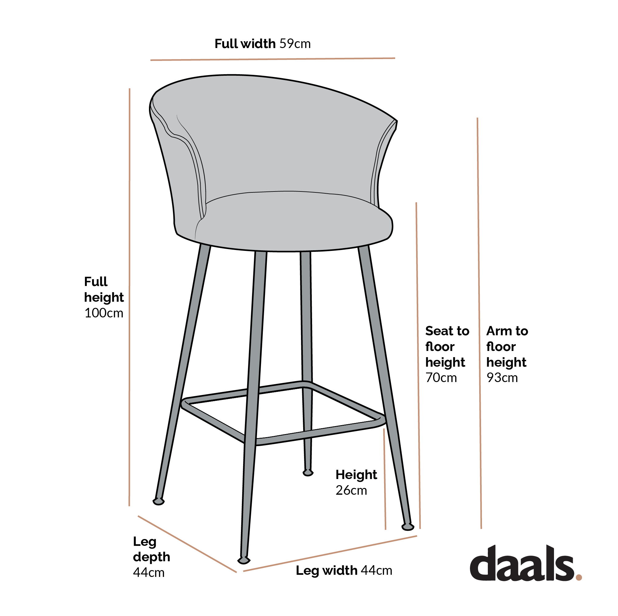 Kylie Set of 2 Orange Velvet Bar Stools - Image 3