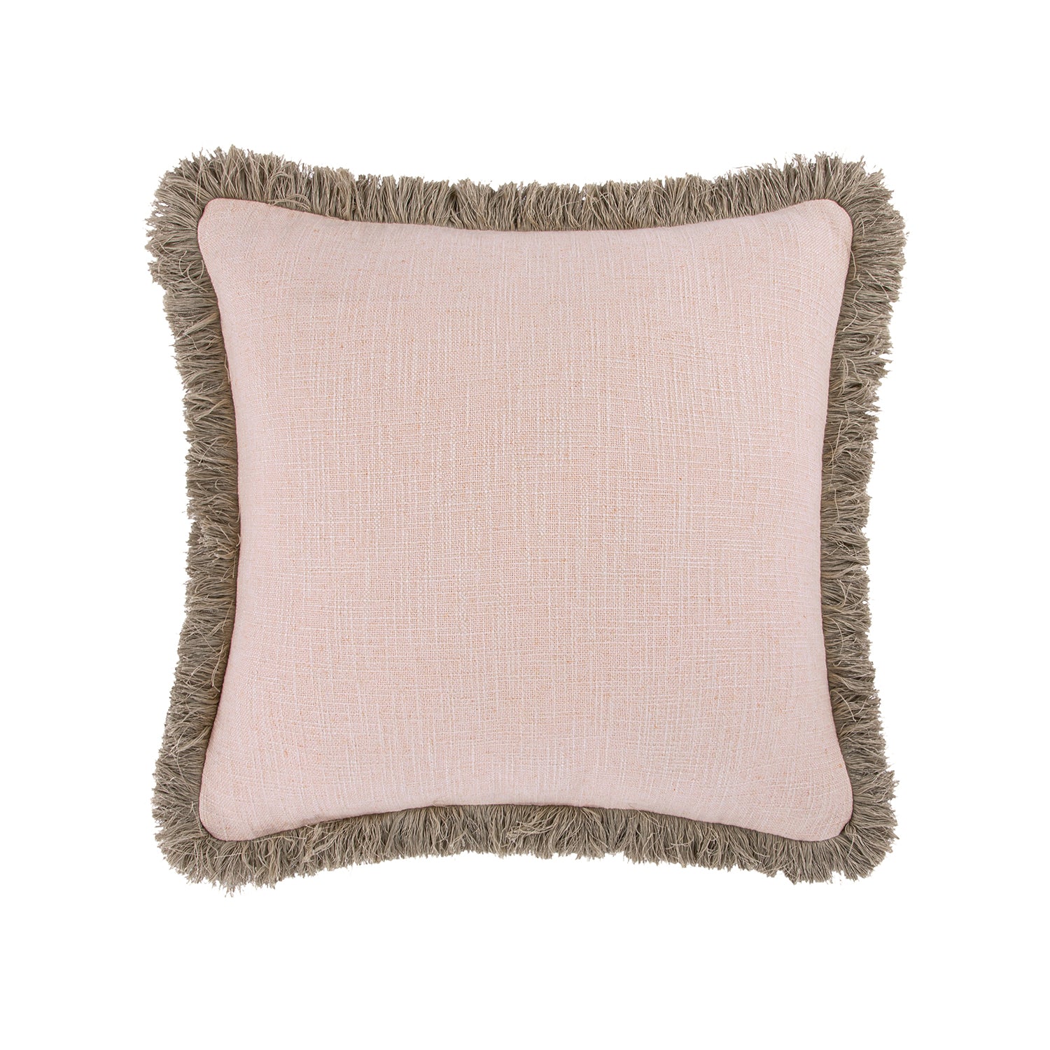 Kyra Blush Pink Linen Fringed Cushion
