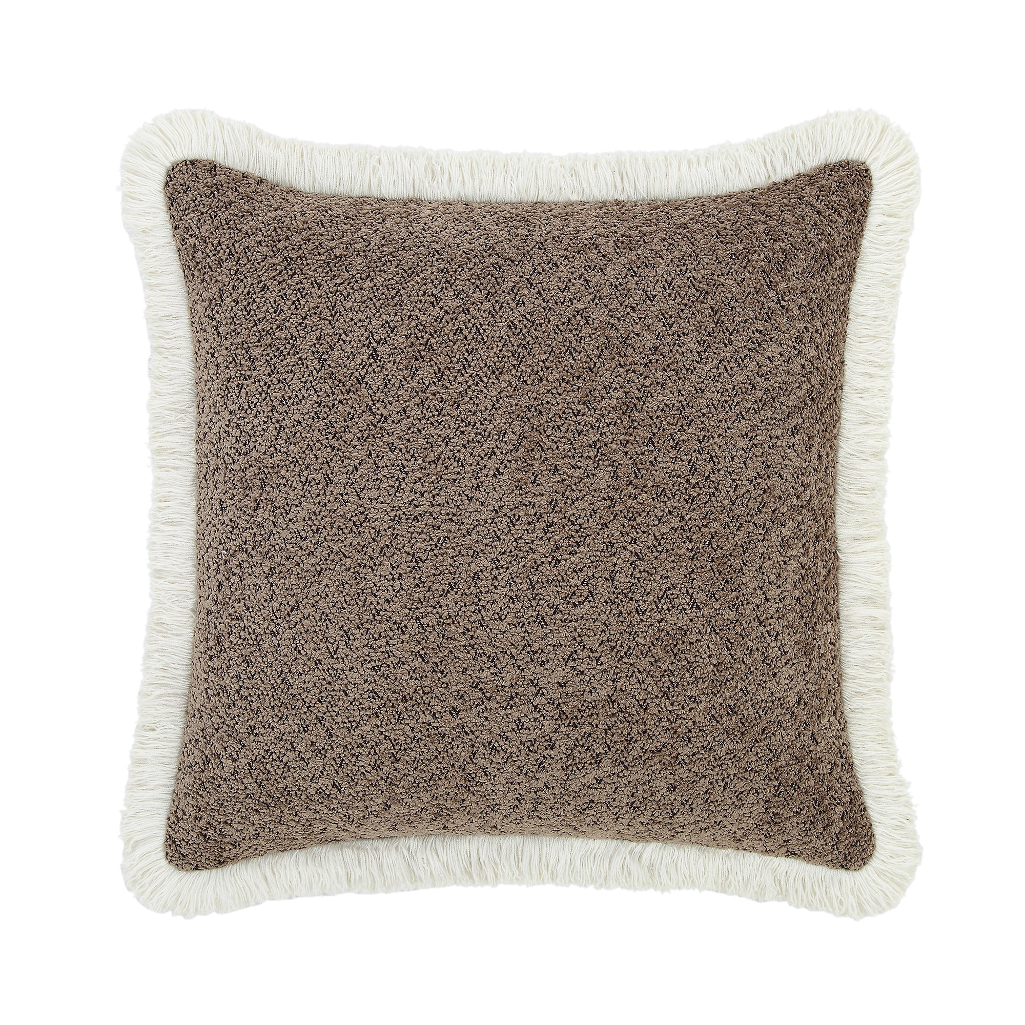 Kyra Mink Bouclé Fringed Cushion - Image 3