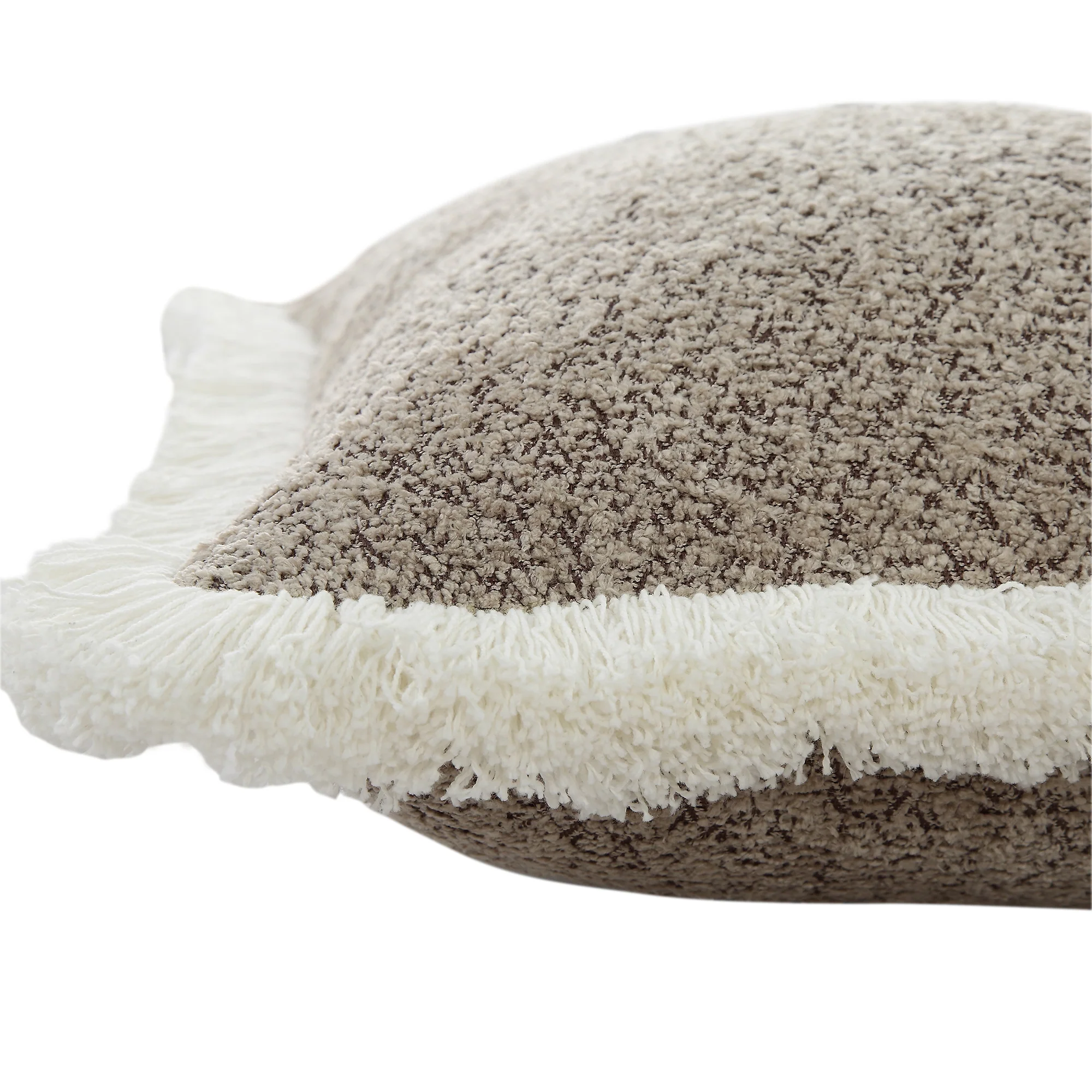 Kyra Stone Bouclé Fringed Cushion - Image 4