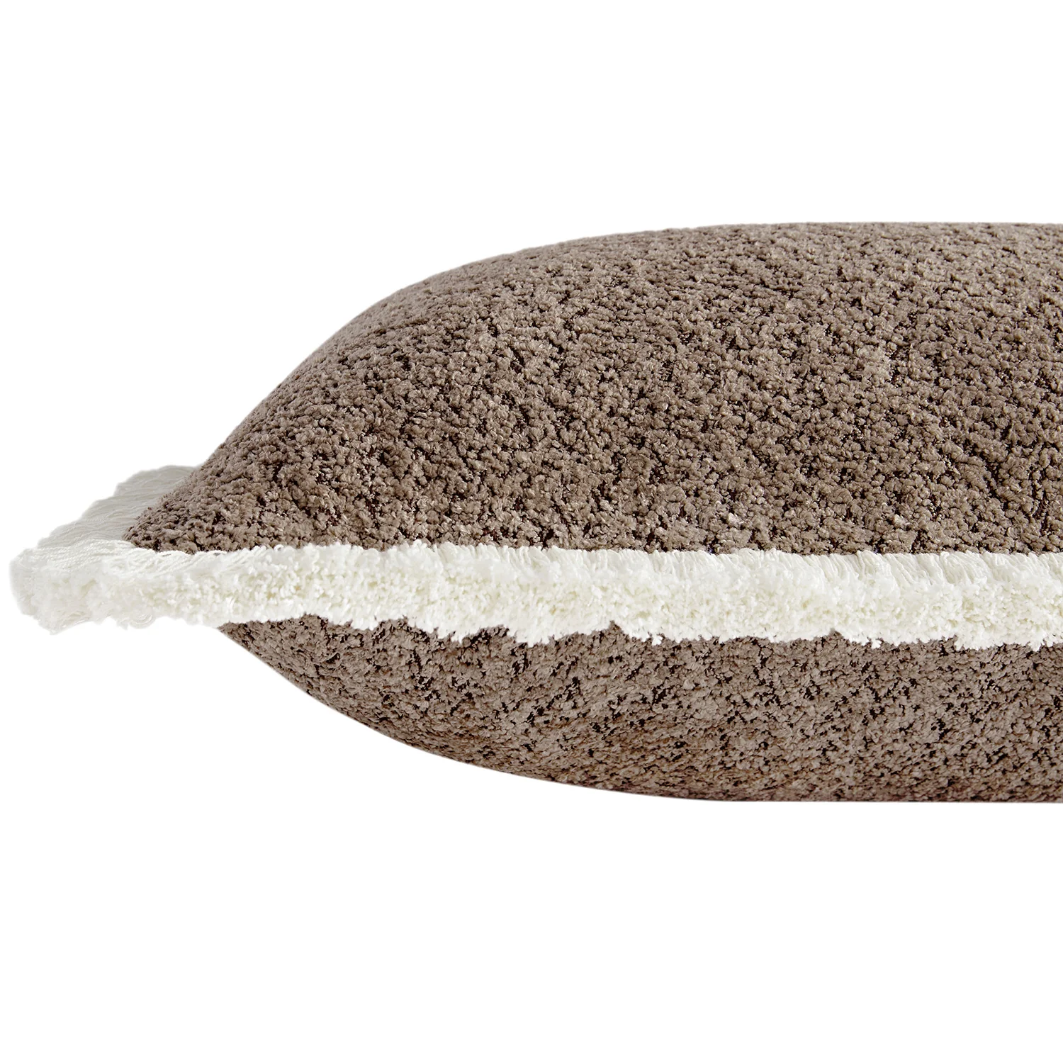 Kyra Mink Bouclé Fringed Rectangular Cushion - Image 2