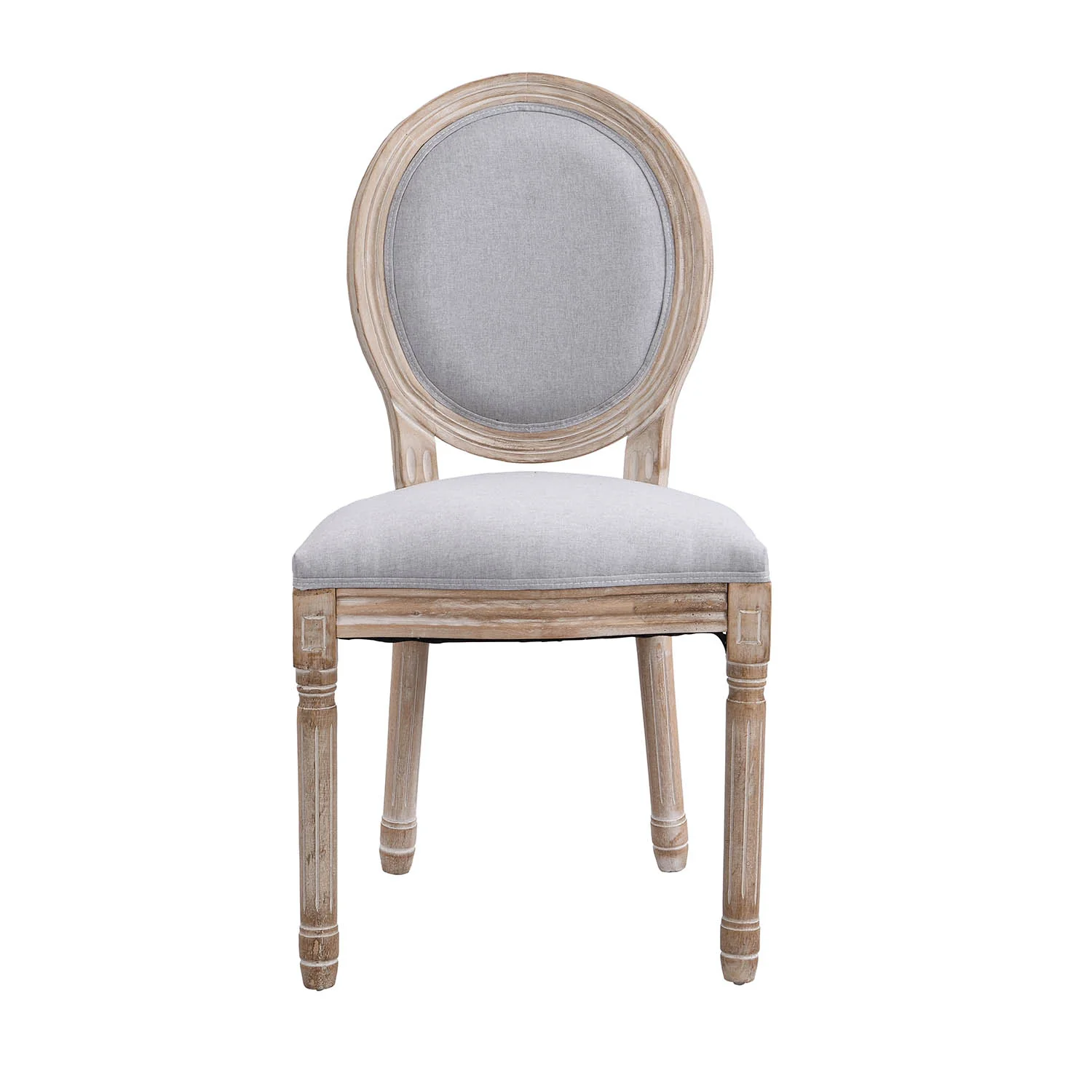 Lainston Set of 2 Classic Limewashed Wooden Dining Chairs, Grey - Image 3