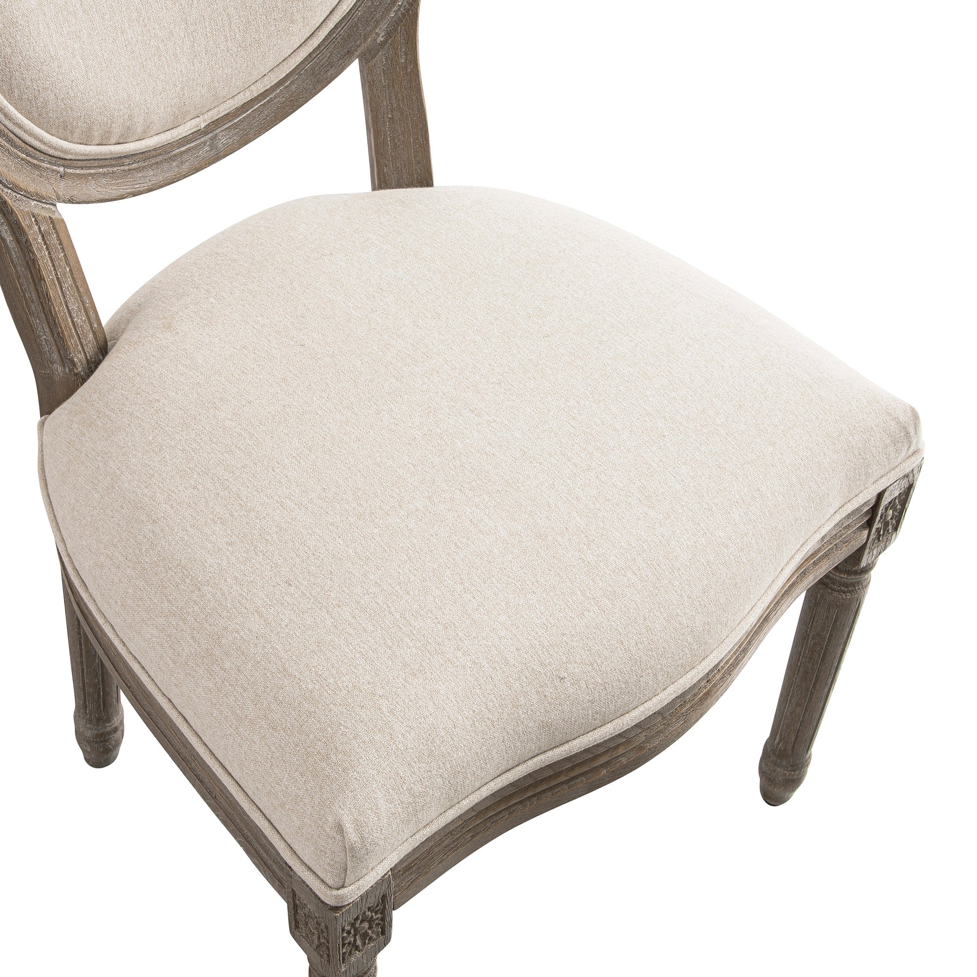 Lainston Set of 2 Classic Weathered Oak Dining Chairs, Oatmeal Brushed Fabric - Image 14