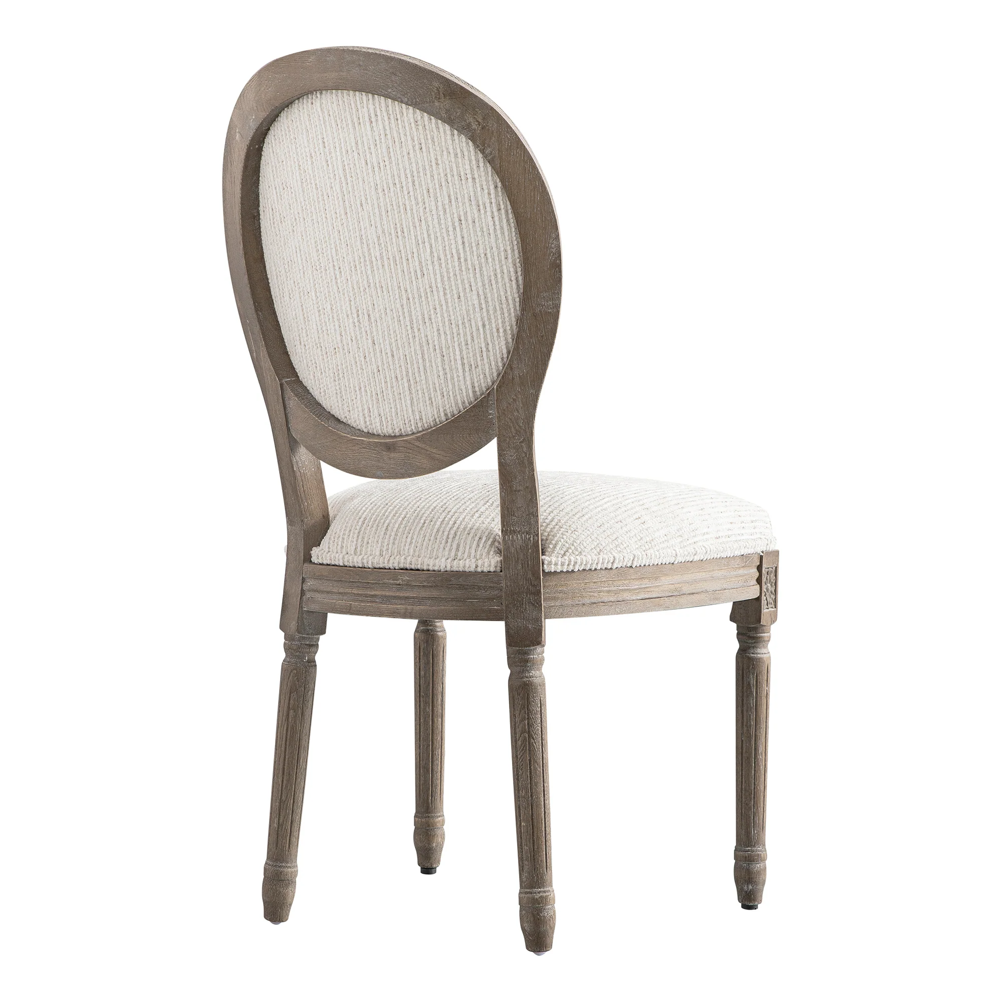 Lainston Set of 2 Classic Weathered Oak Dining Chairs, Beige Textured Fabric - Image 12