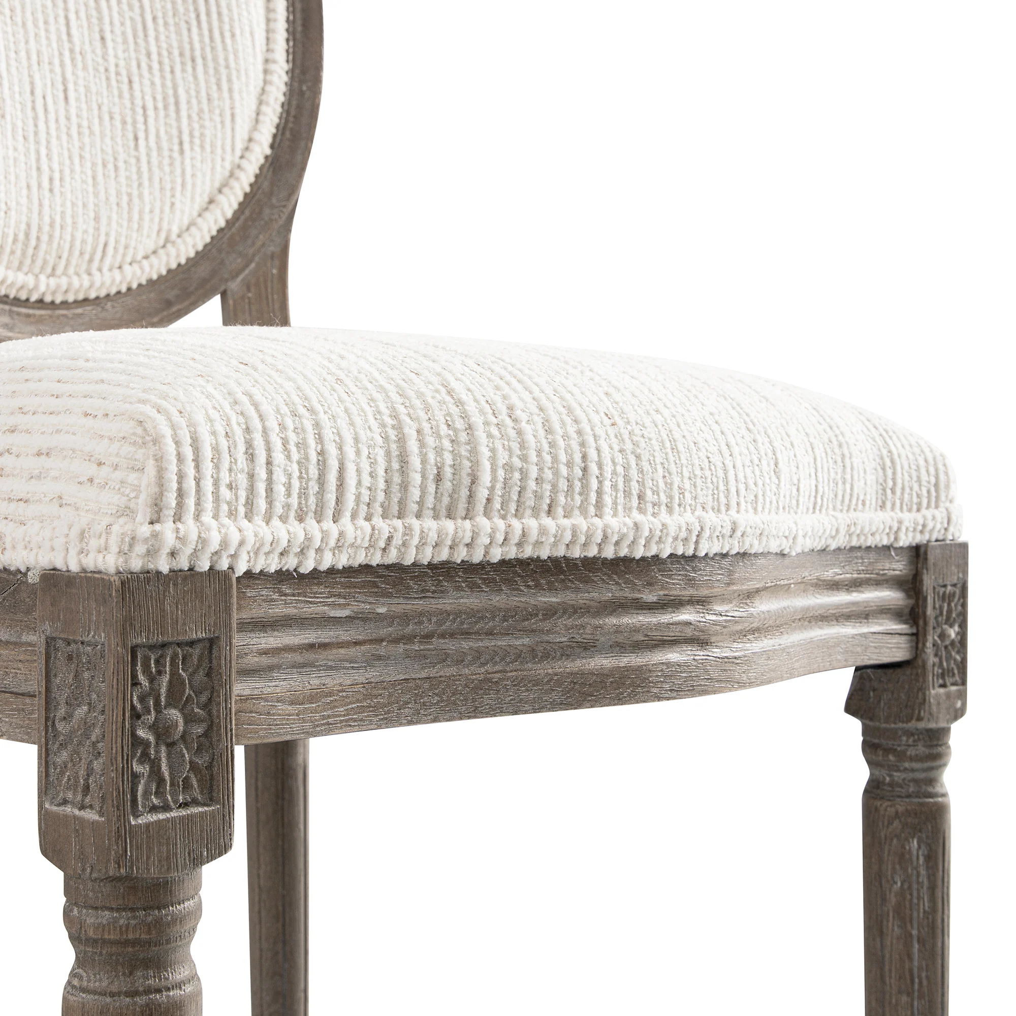 Lainston Set of 2 Classic Weathered Oak Dining Chairs, Beige Textured Fabric - Image 15
