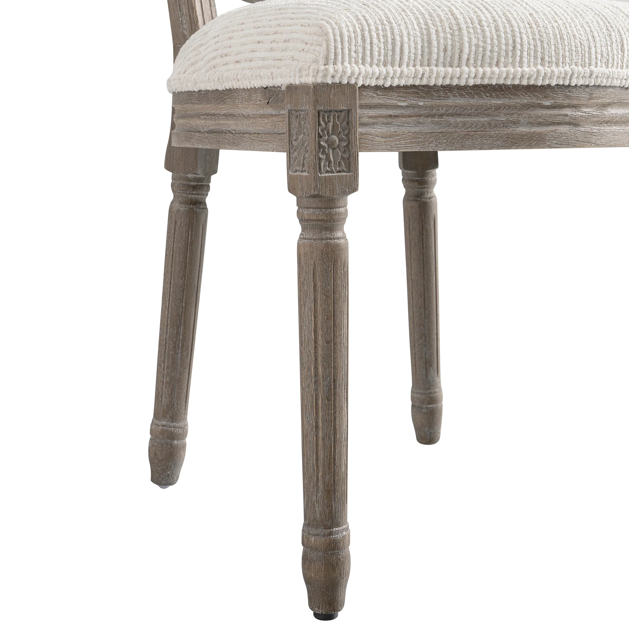 Lainston Set of 2 Classic Weathered Oak Dining Chairs, Beige Textured Fabric - Image 17
