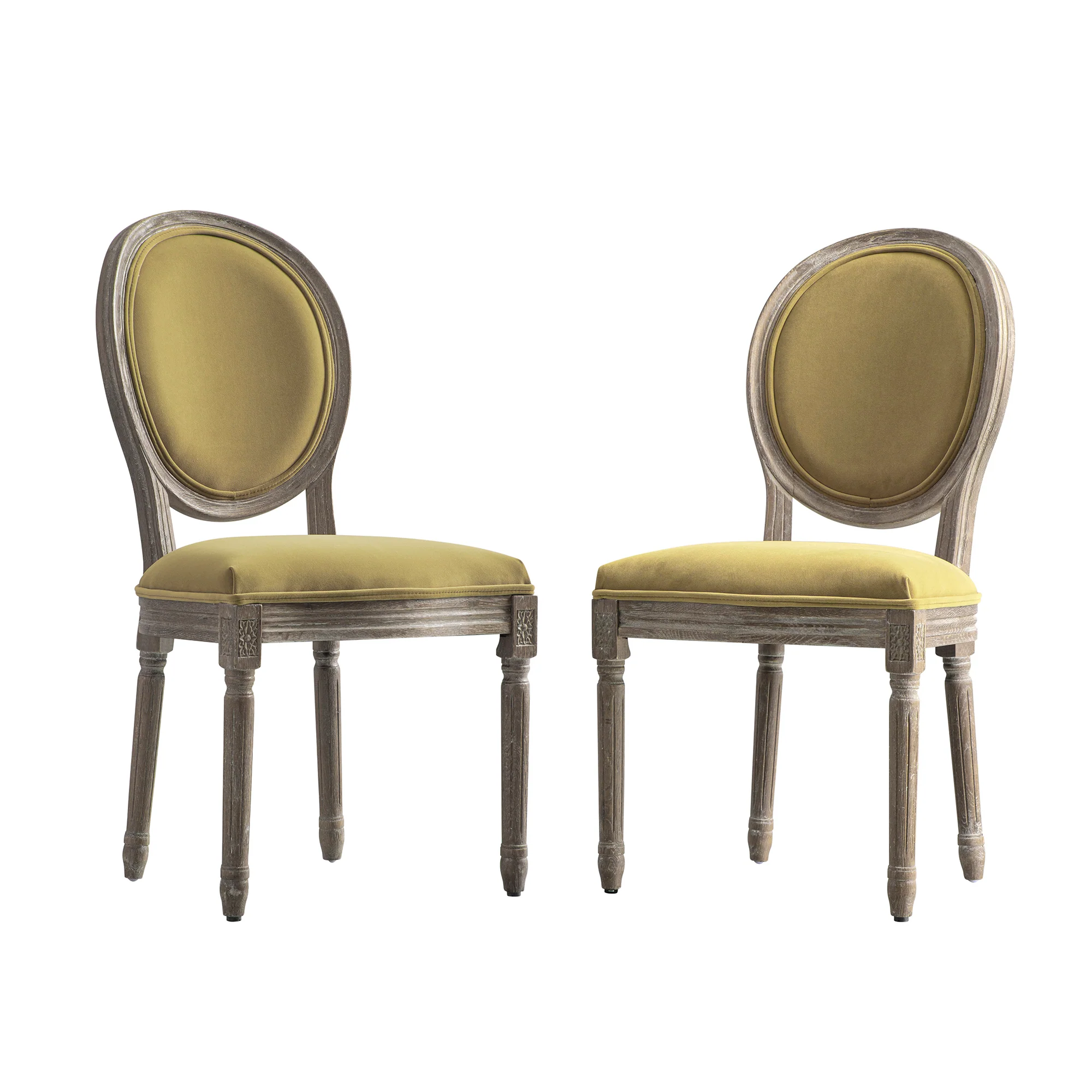 Lainston Set of 2 Classic Weathered Oak Dining Chairs, Fudge Velvet - Image 7