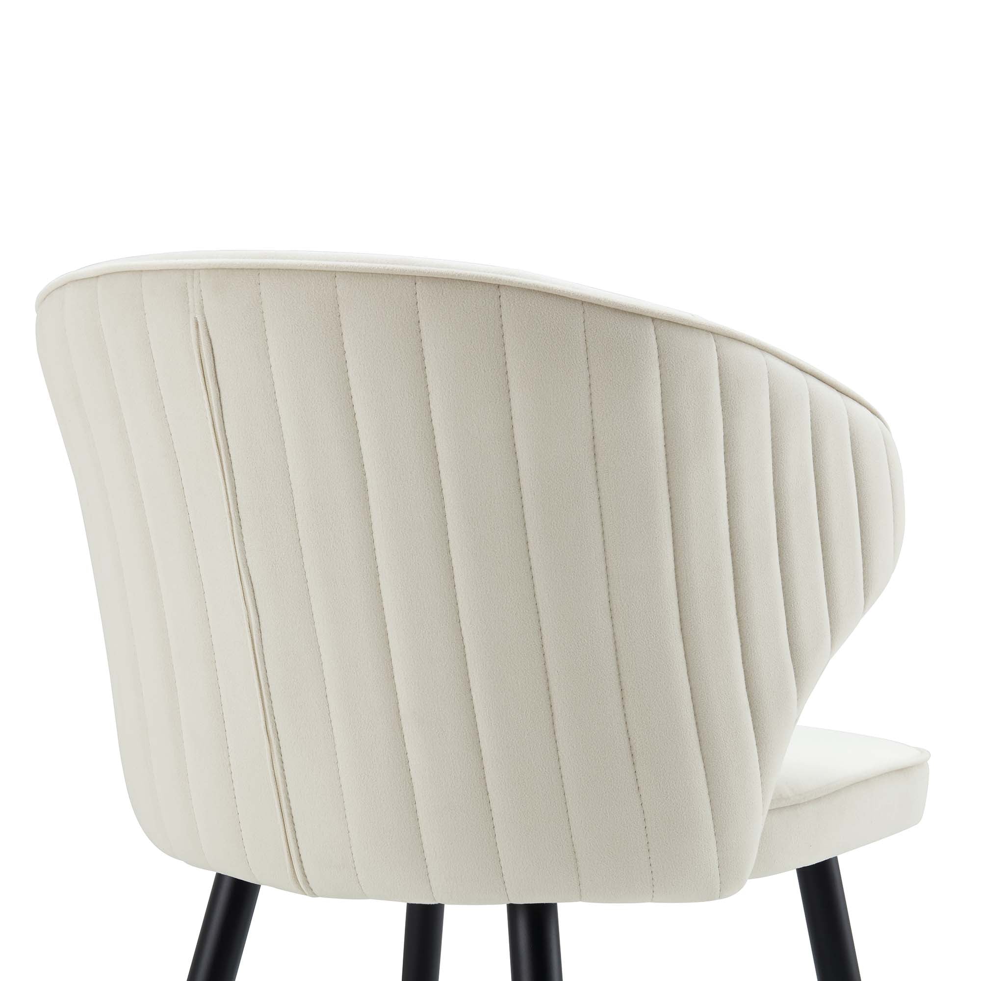 Langham Set of 2 Champagne Velvet Upholstered Carver Dining Chairs - Image 10