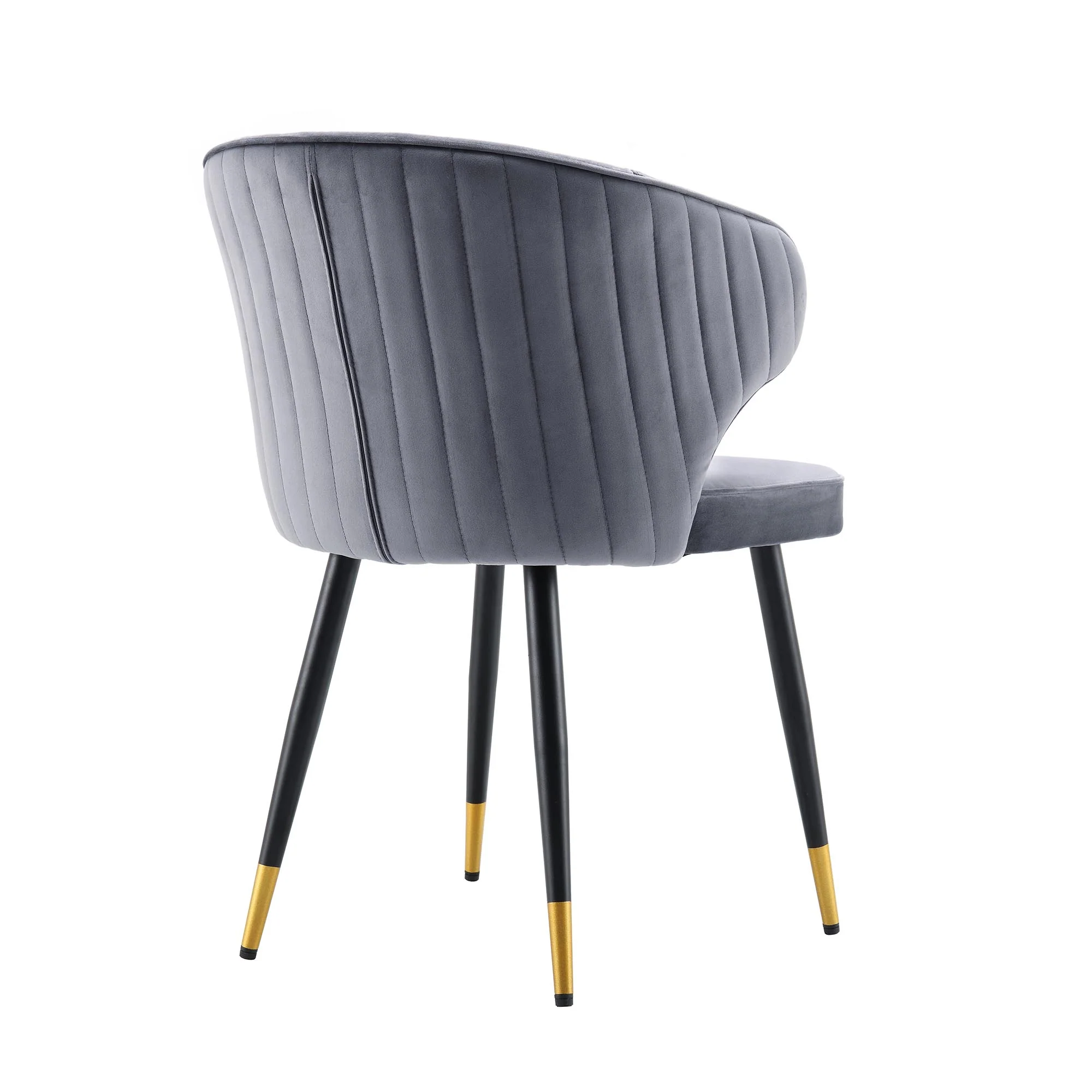 Langham Set of 2 Grey Velvet Upholstered Carver Dining Chairs - Image 8