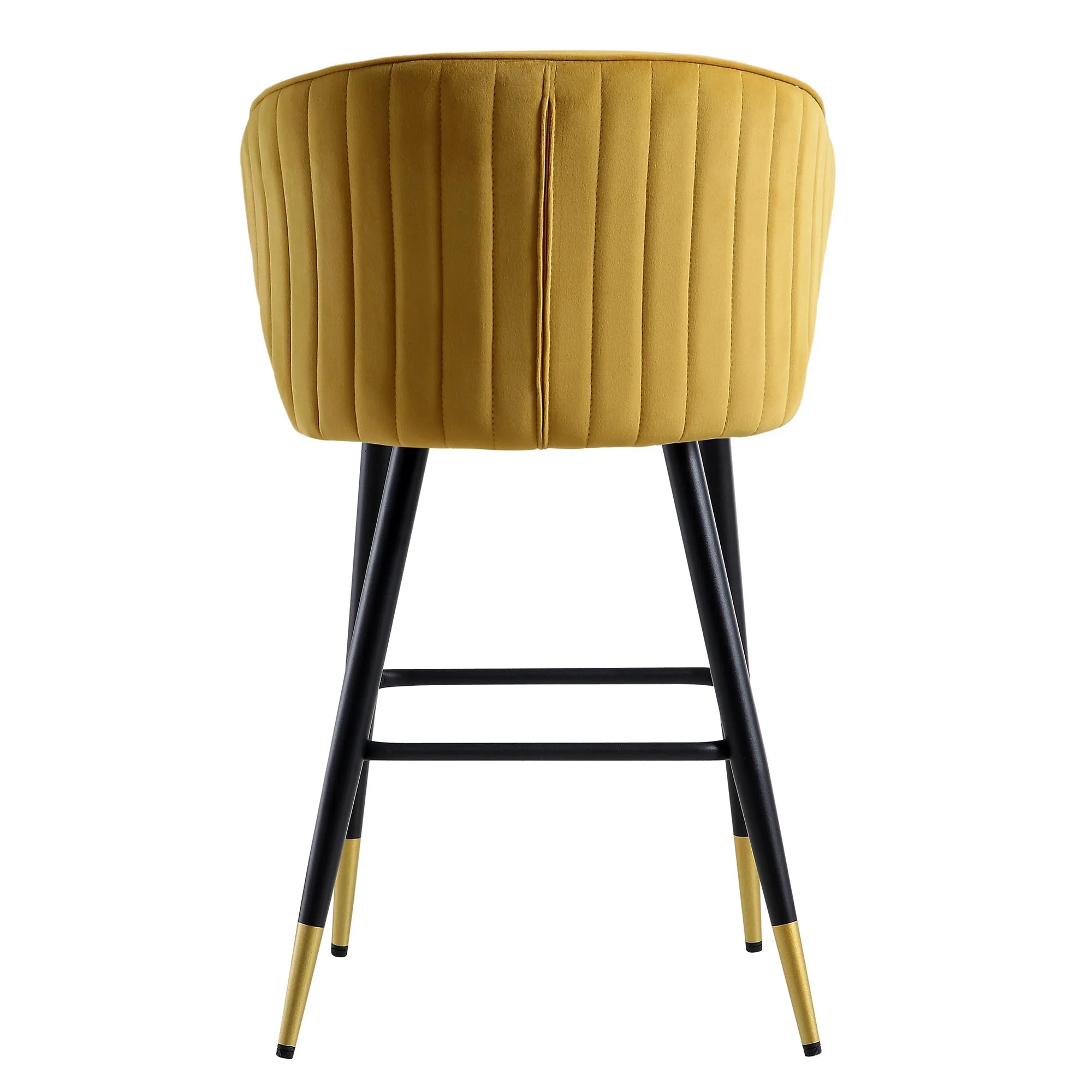 Langham Set of 2 Mustard Velvet Upholstered Carver Counter Stools - Image 10