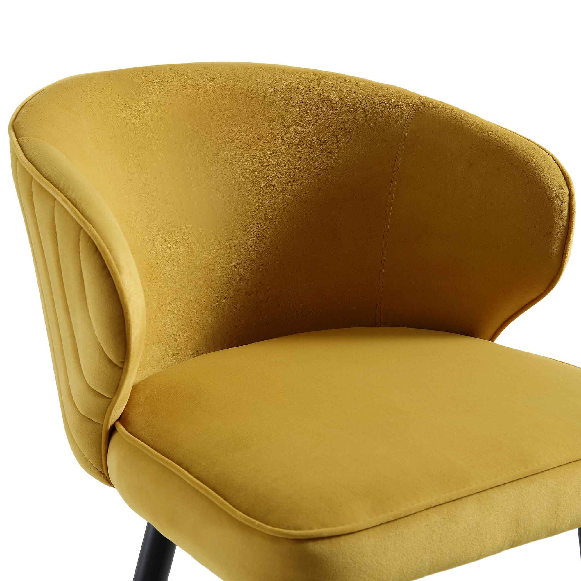 Langham Set of 2 Mustard Velvet Upholstered Carver Counter Stools - Image 11