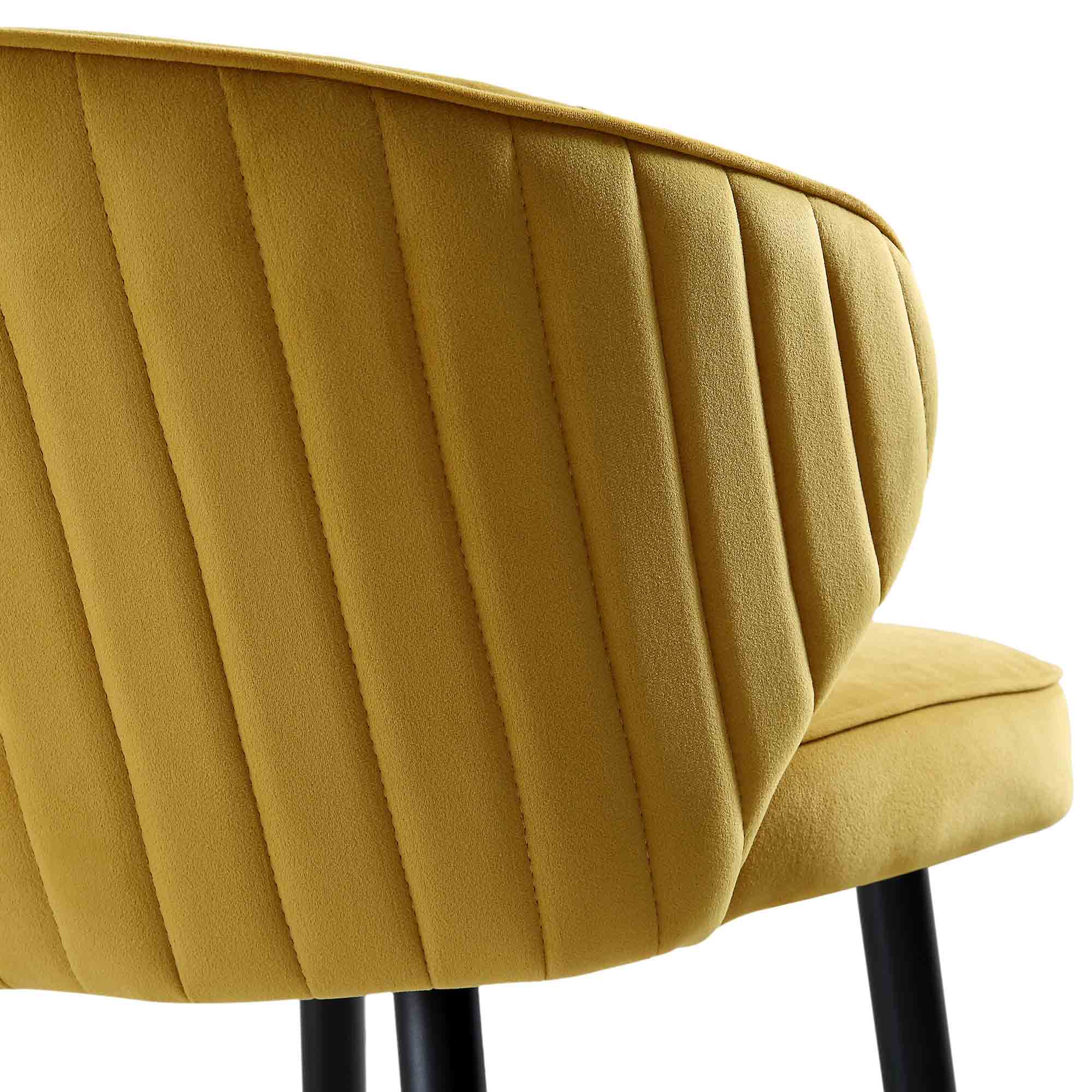Langham Set of 2 Mustard Velvet Upholstered Carver Counter Stools - Image 12