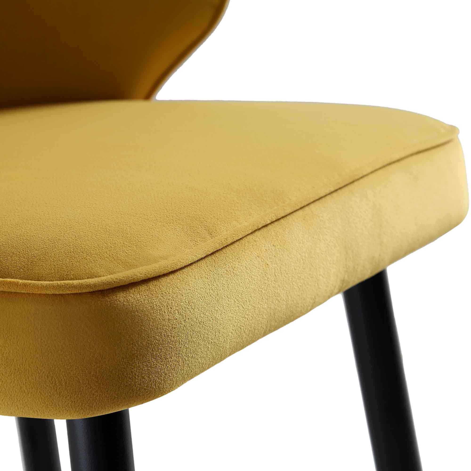 Langham Set of 2 Mustard Velvet Upholstered Carver Counter Stools - Image 13