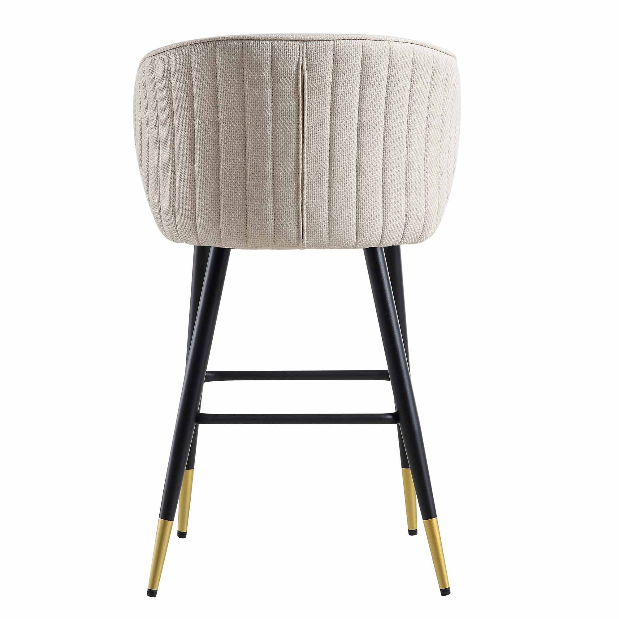 Langham Set of 2 Oatmeal Woven Fabric Upholstered Carver Counter Stools - Image 10