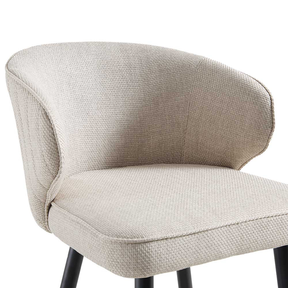 Langham Set of 2 Oatmeal Woven Fabric Upholstered Carver Counter Stools - Image 11