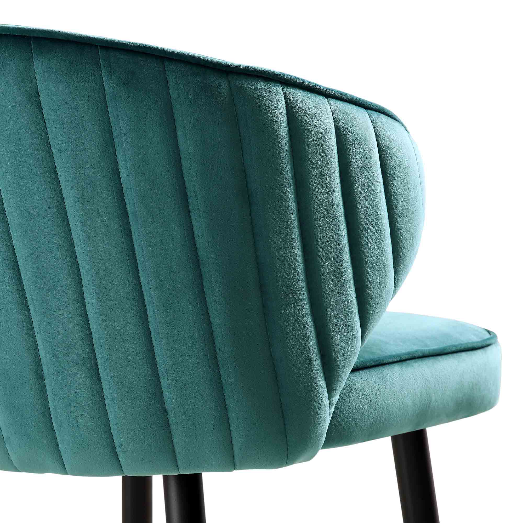 Langham Set of 2 Teal Velvet Upholstered Carver Counter Stools - Image 13