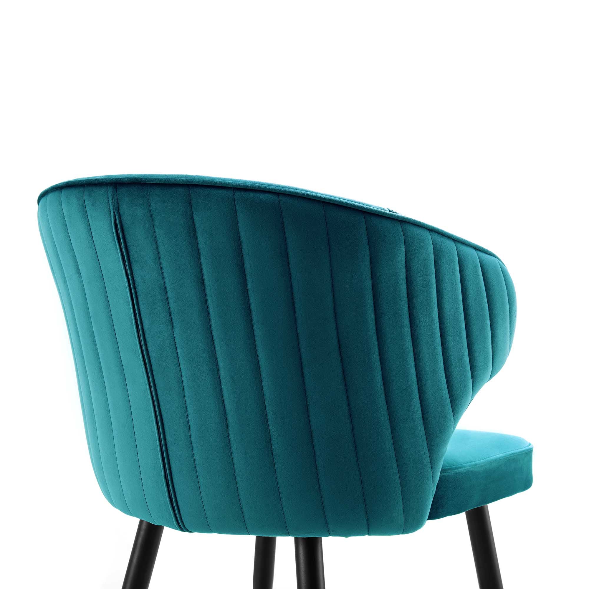 Langham Set of 2 Teal Velvet Upholstered Carver Dining Chairs - Image 10