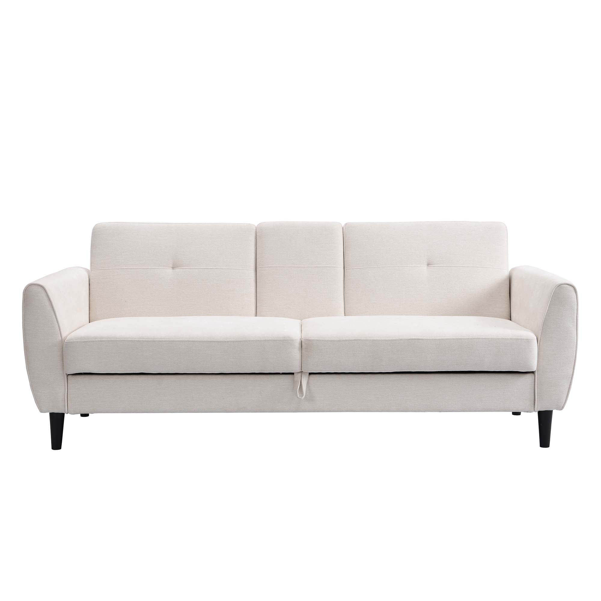 Latimer Beige Woven Fabric 3-Seater Storage Sofa Bed - Image 5