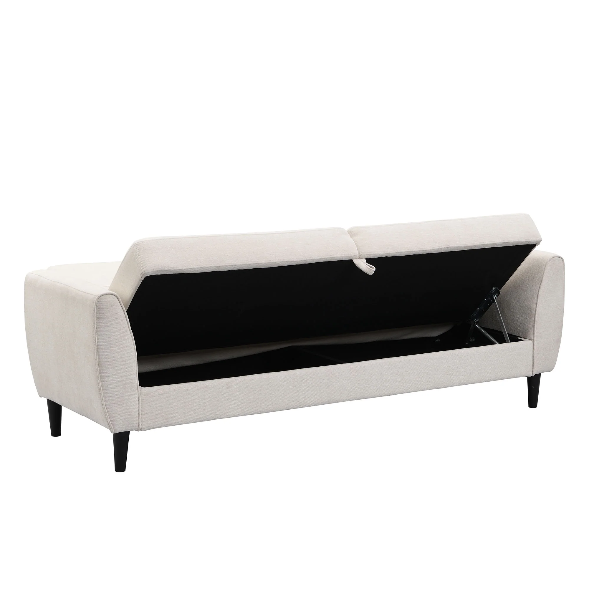 Latimer Beige Woven Fabric 3-Seater Storage Sofa Bed - Image 8
