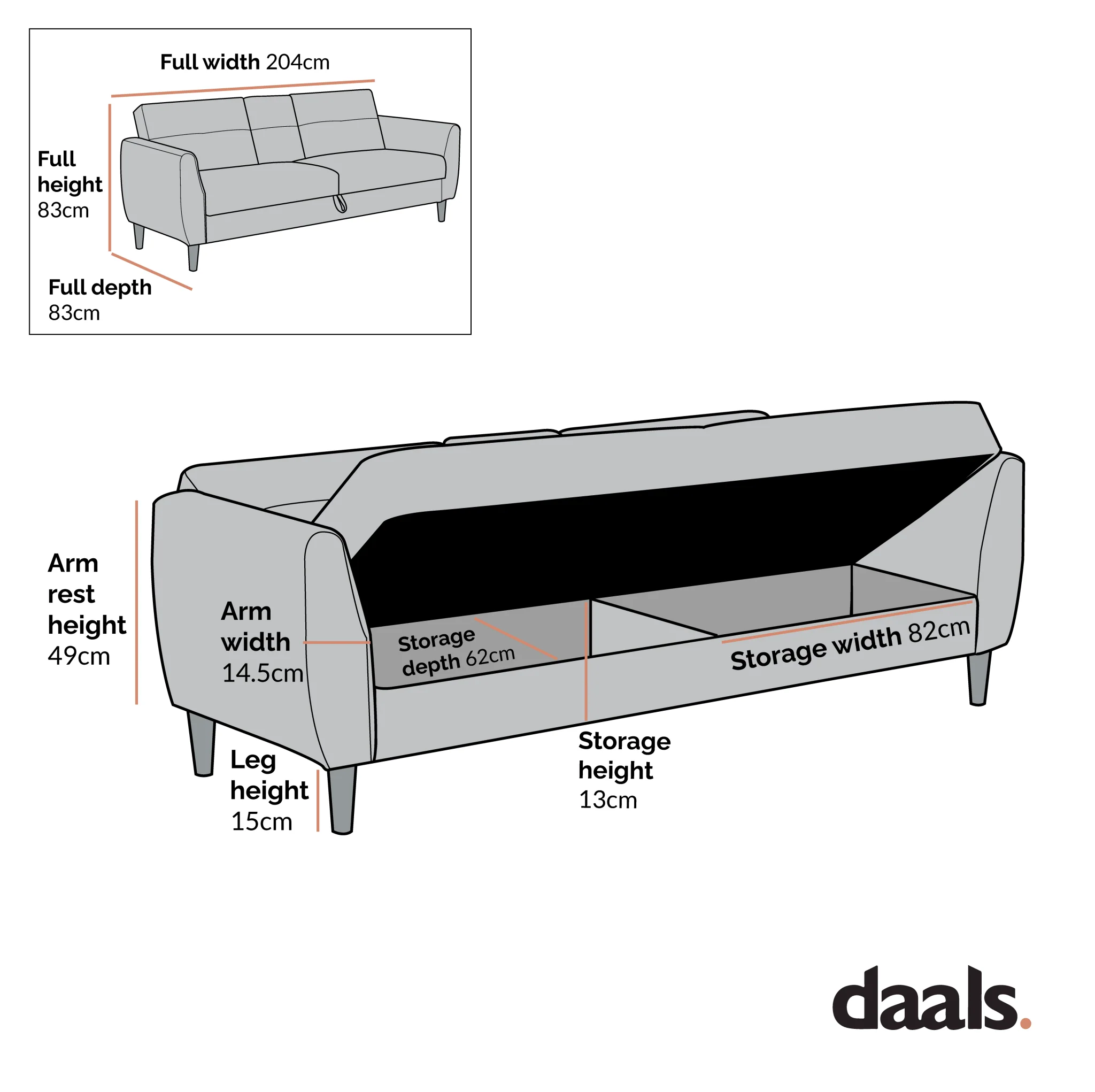 Latimer Grey Faux Leather 3-Seater Storage Sofa Bed - Image 7