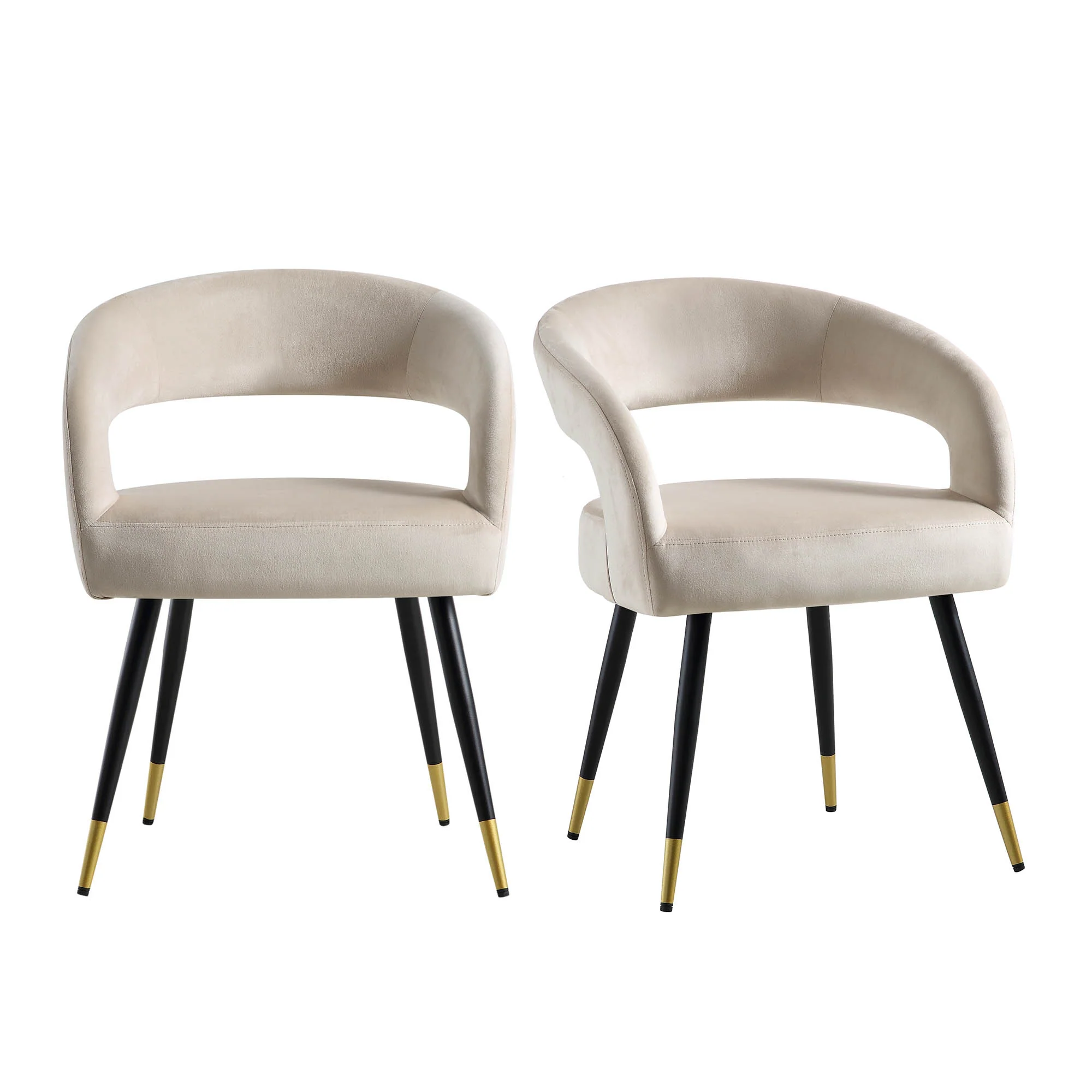 Laurel Wave Champagne Velvet Set of 2 Dining Chairs - Image 3