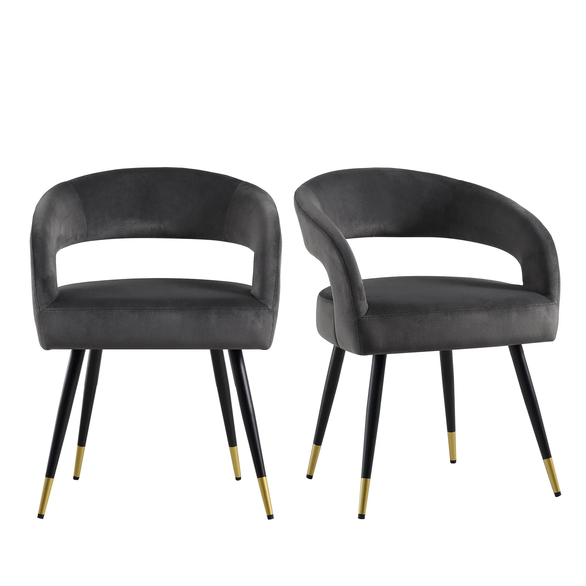 Laurel Wave Charcoal Velvet Set of 2 Dining Chairs - Image 2