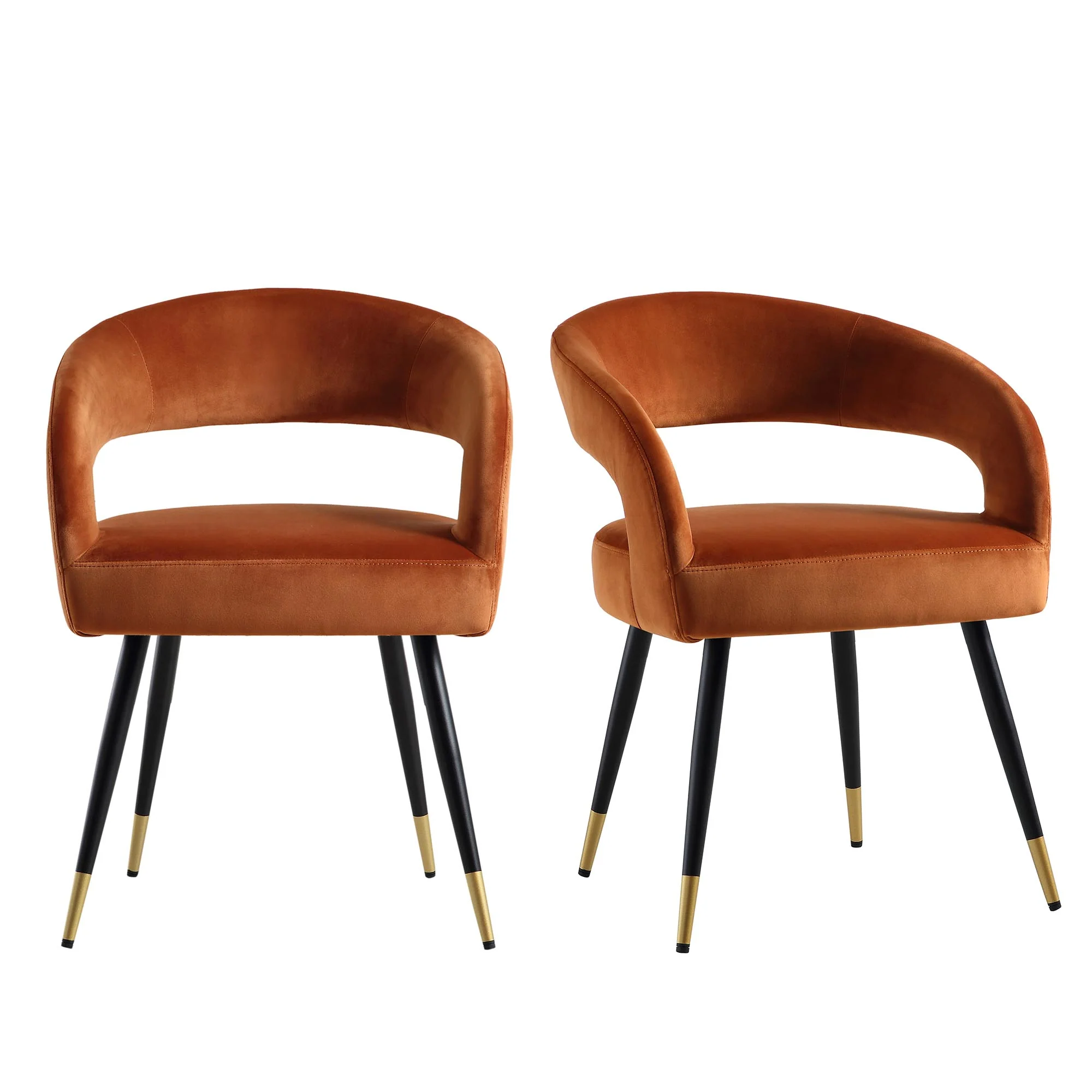 Laurel Wave Rust Velvet Set of 2 Dining Chairs - Image 3