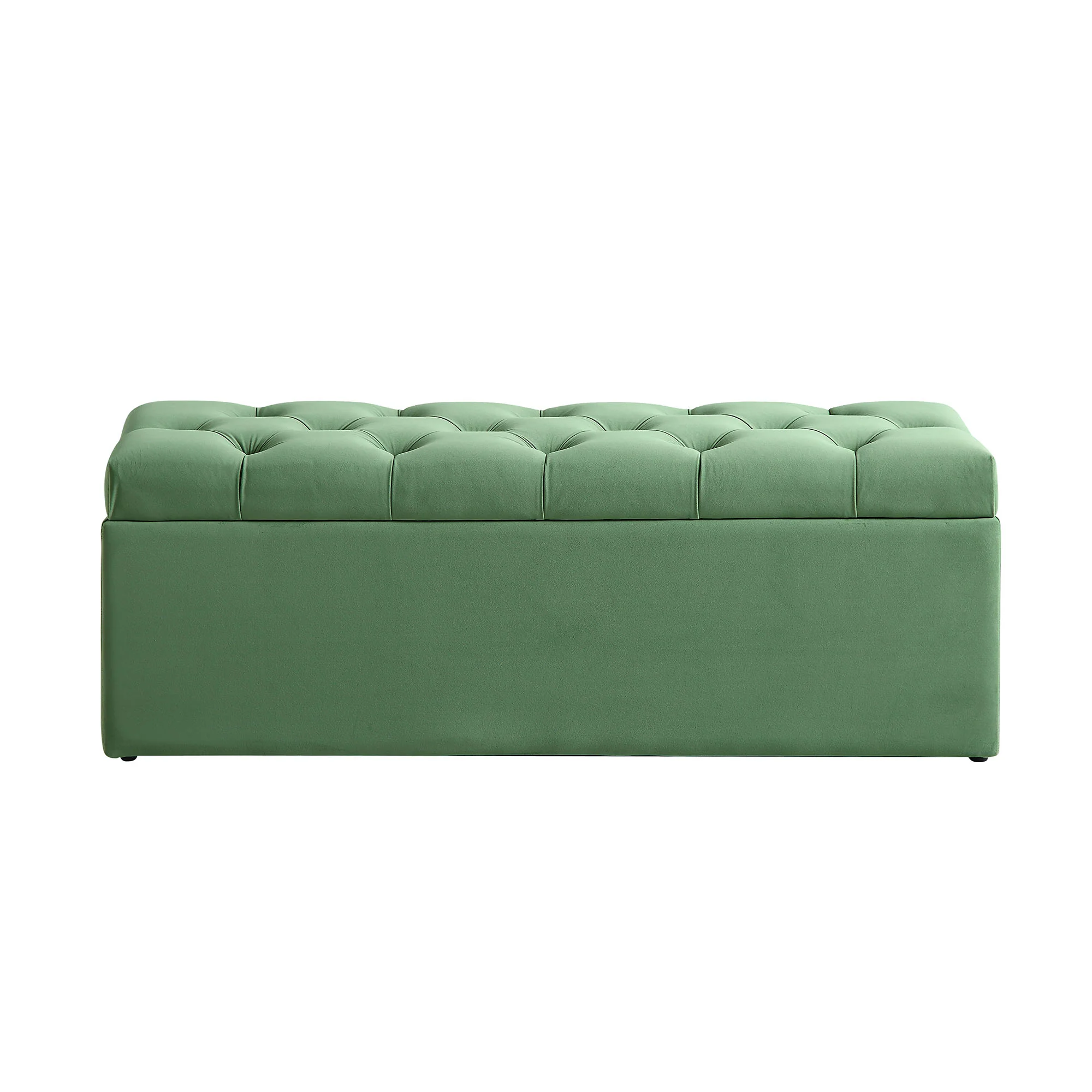 Leamington Deep-Buttoned Ottoman Storage Bench, Meadow Green Velvet - Image 4