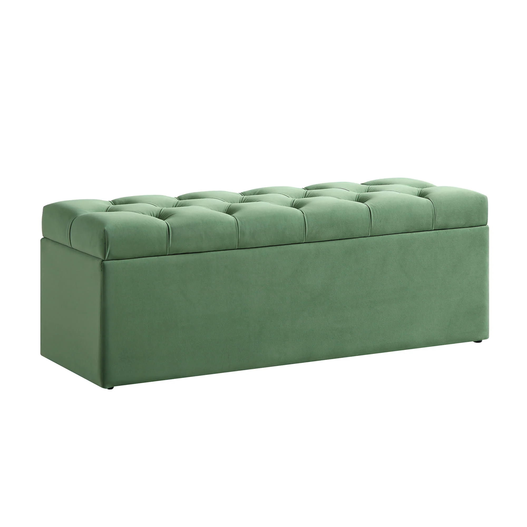 Leamington Deep-Buttoned Ottoman Storage Bench, Meadow Green Velvet - Image 7