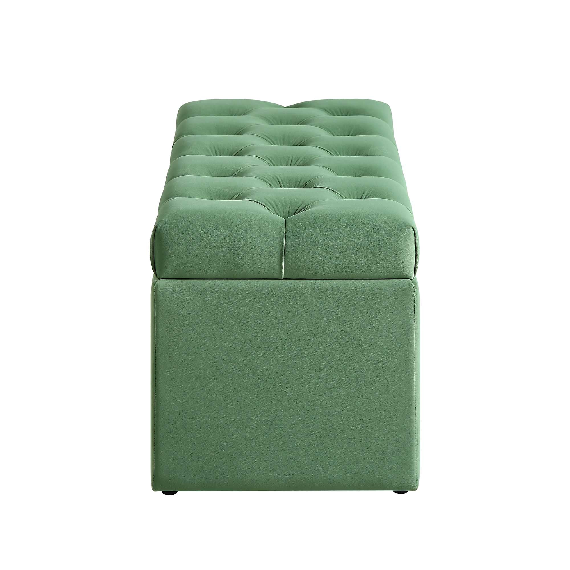 Leamington Deep-Buttoned Ottoman Storage Bench, Meadow Green Velvet - Image 9