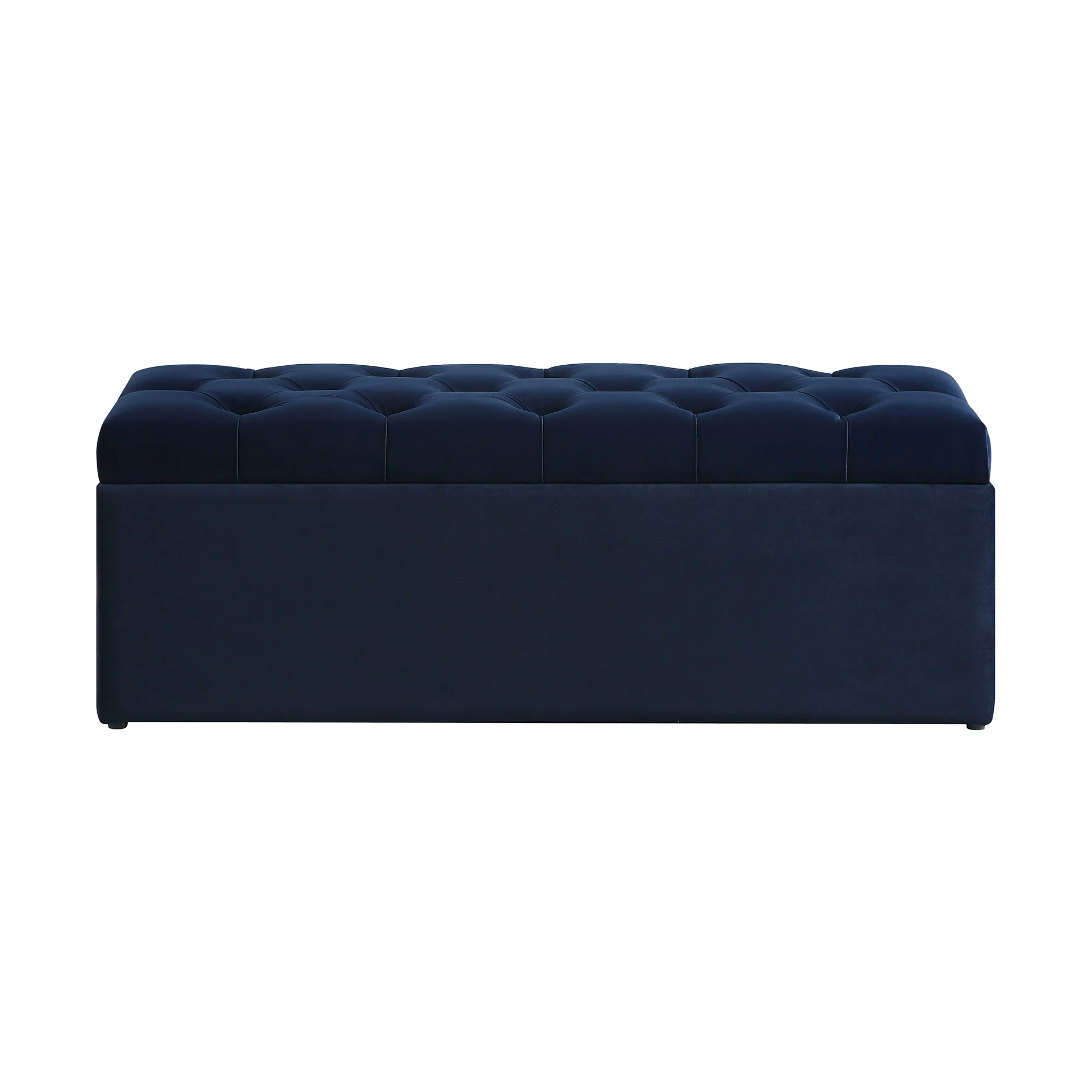 Leamington Deep-Buttoned Ottoman Storage Bench, Midnight Blue Velvet - Image 4