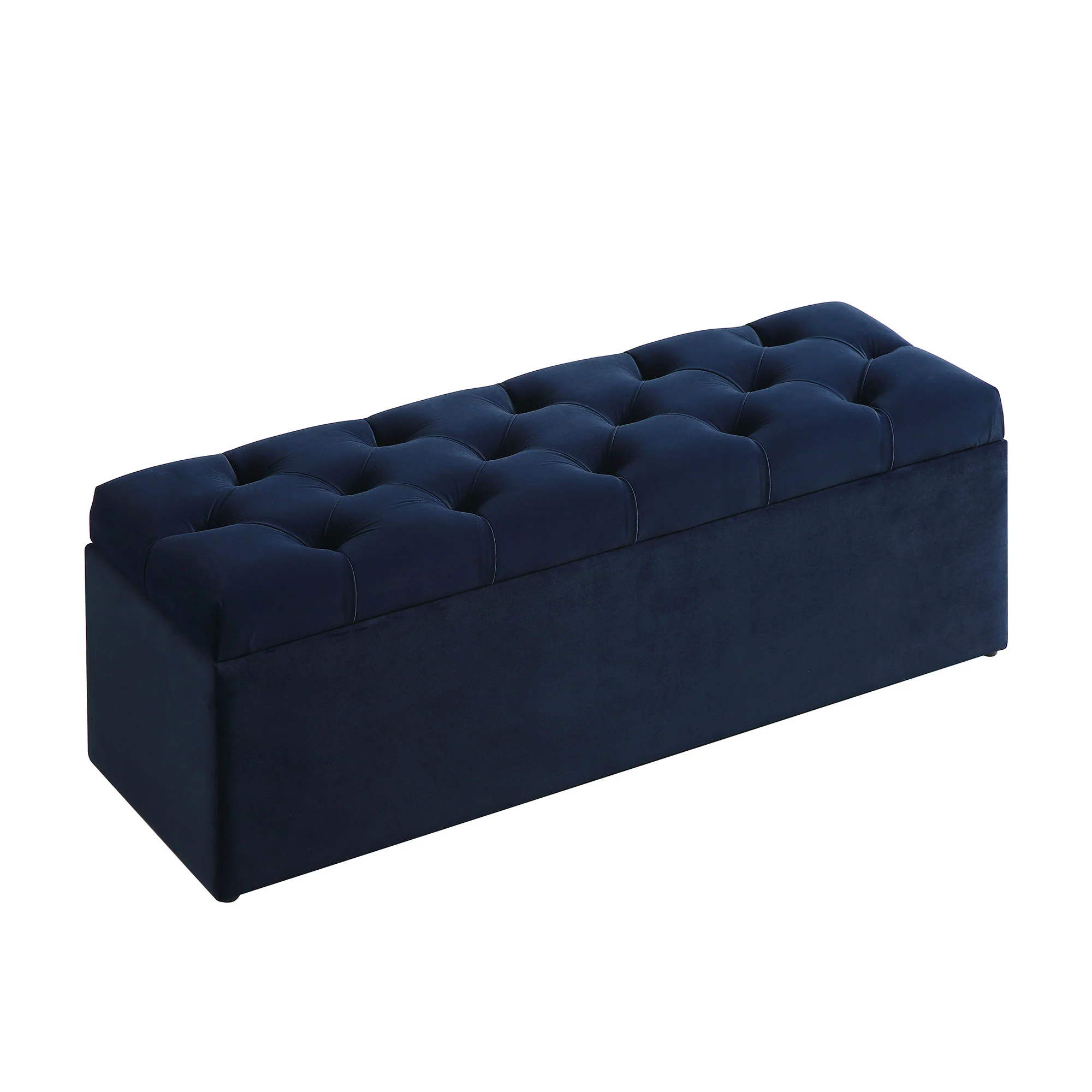 Leamington Deep-Buttoned Ottoman Storage Bench, Midnight Blue Velvet - Image 5