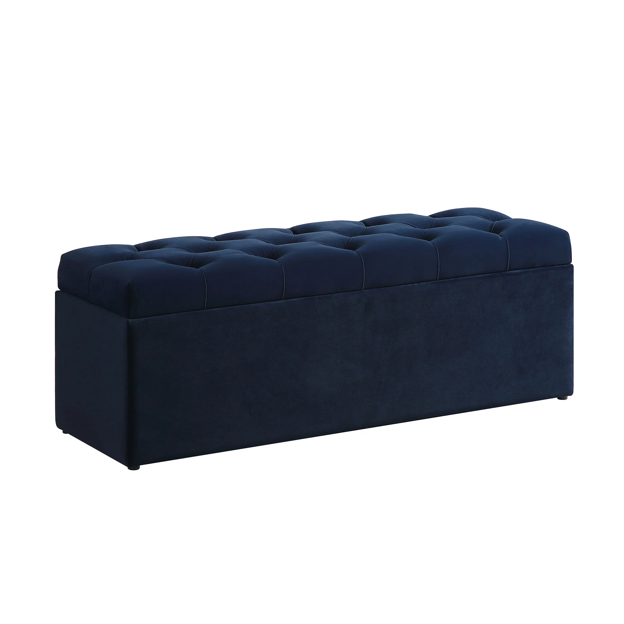 Leamington Deep-Buttoned Ottoman Storage Bench, Midnight Blue Velvet - Image 7
