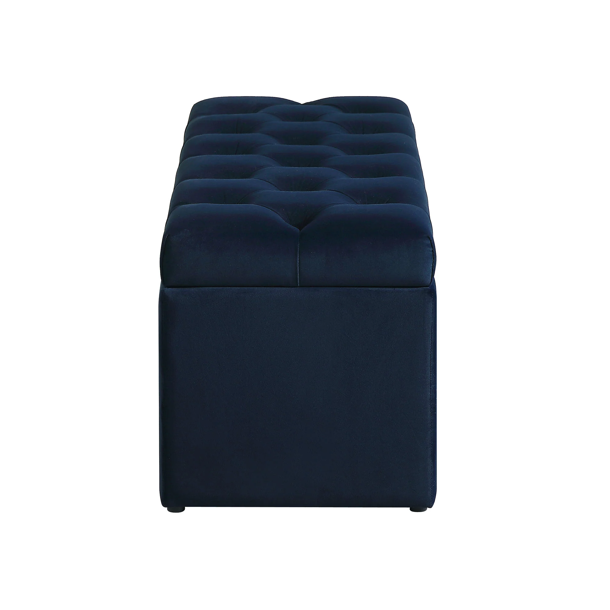 Leamington Deep-Buttoned Ottoman Storage Bench, Midnight Blue Velvet - Image 9