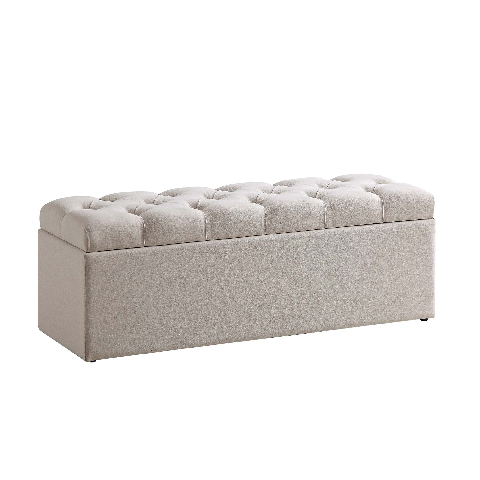 Leamington Deep-Buttoned Ottoman Storage Bench, Oatmeal Fabric - Image 5
