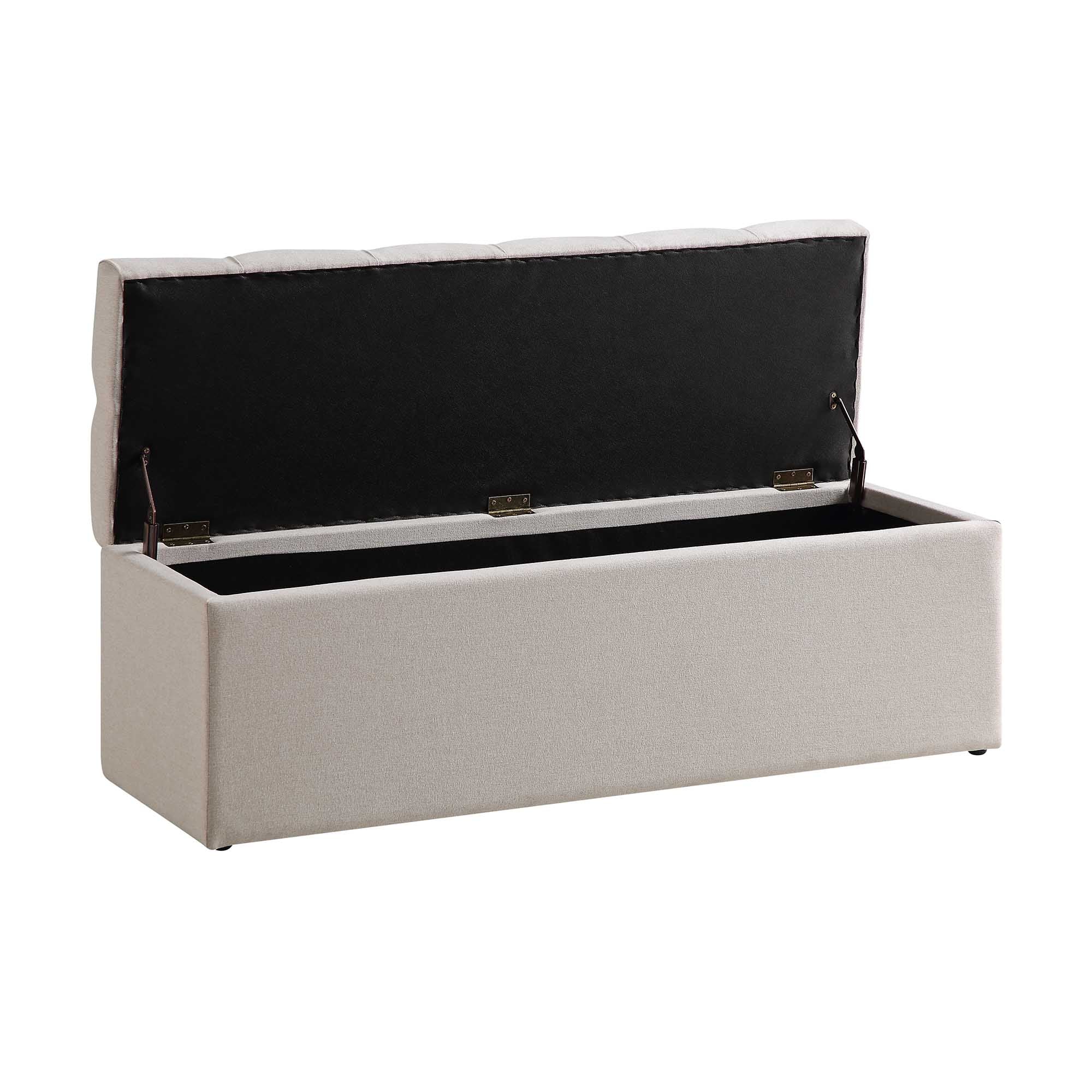 Leamington Deep-Buttoned Ottoman Storage Bench, Oatmeal Fabric - Image 8