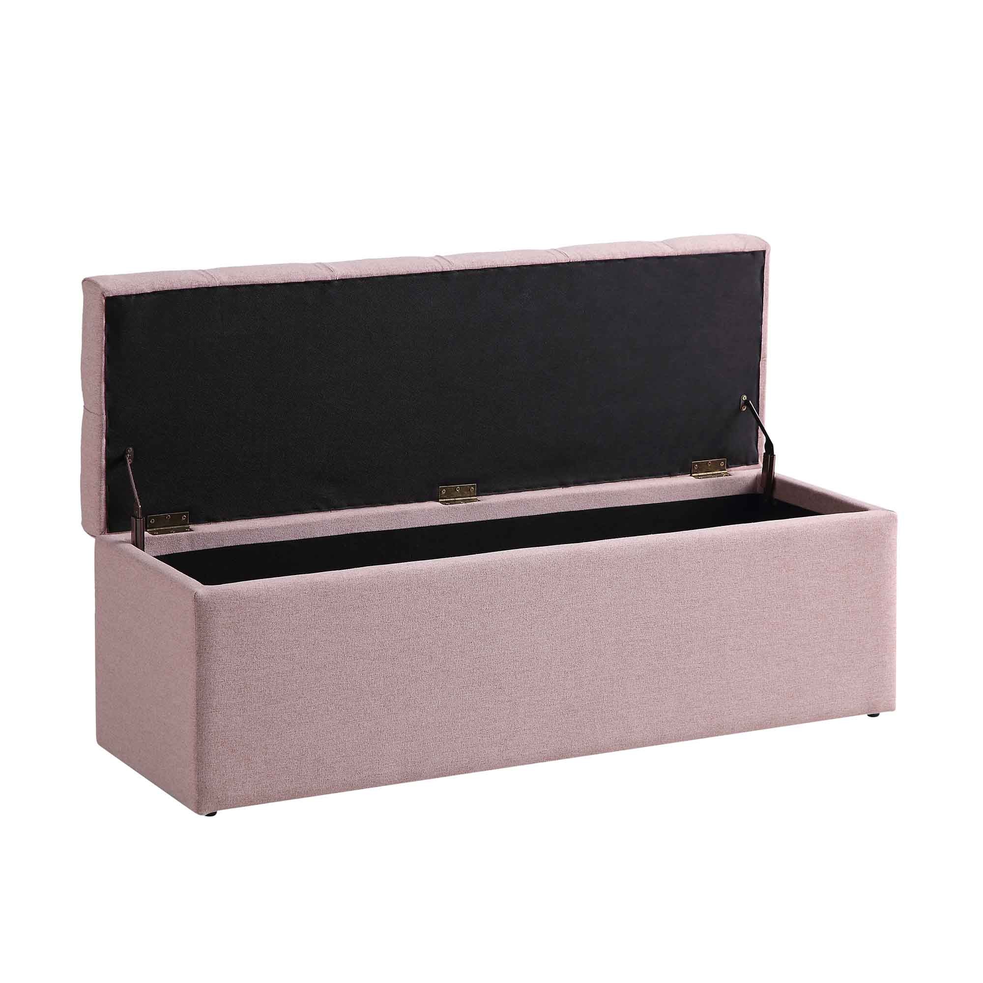 Leamington Deep-Buttoned Ottoman Storage Bench, Rosewater Pink Fabric - Image 8