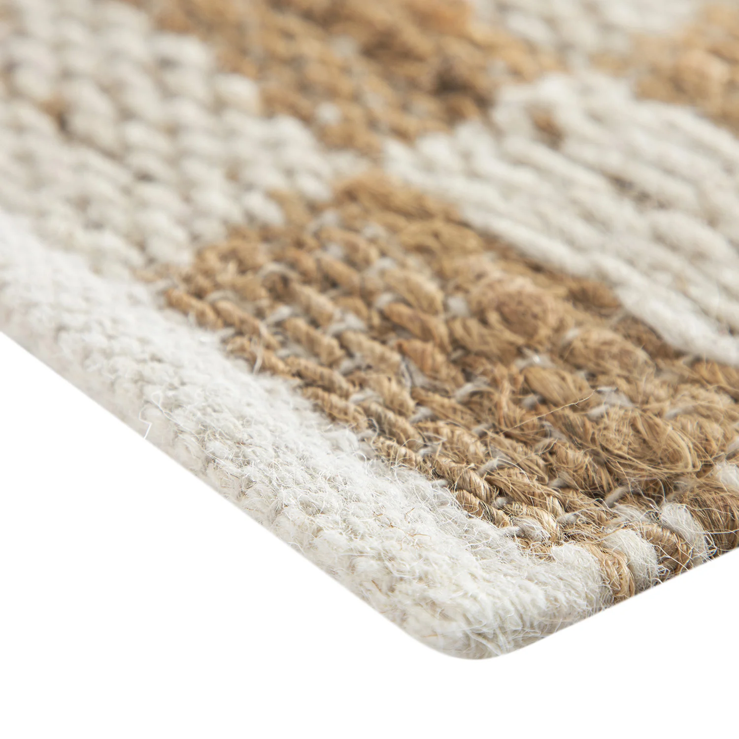 Leonie Check Natural & Ivory White Handwoven Wool & Jute Rug - Image 6