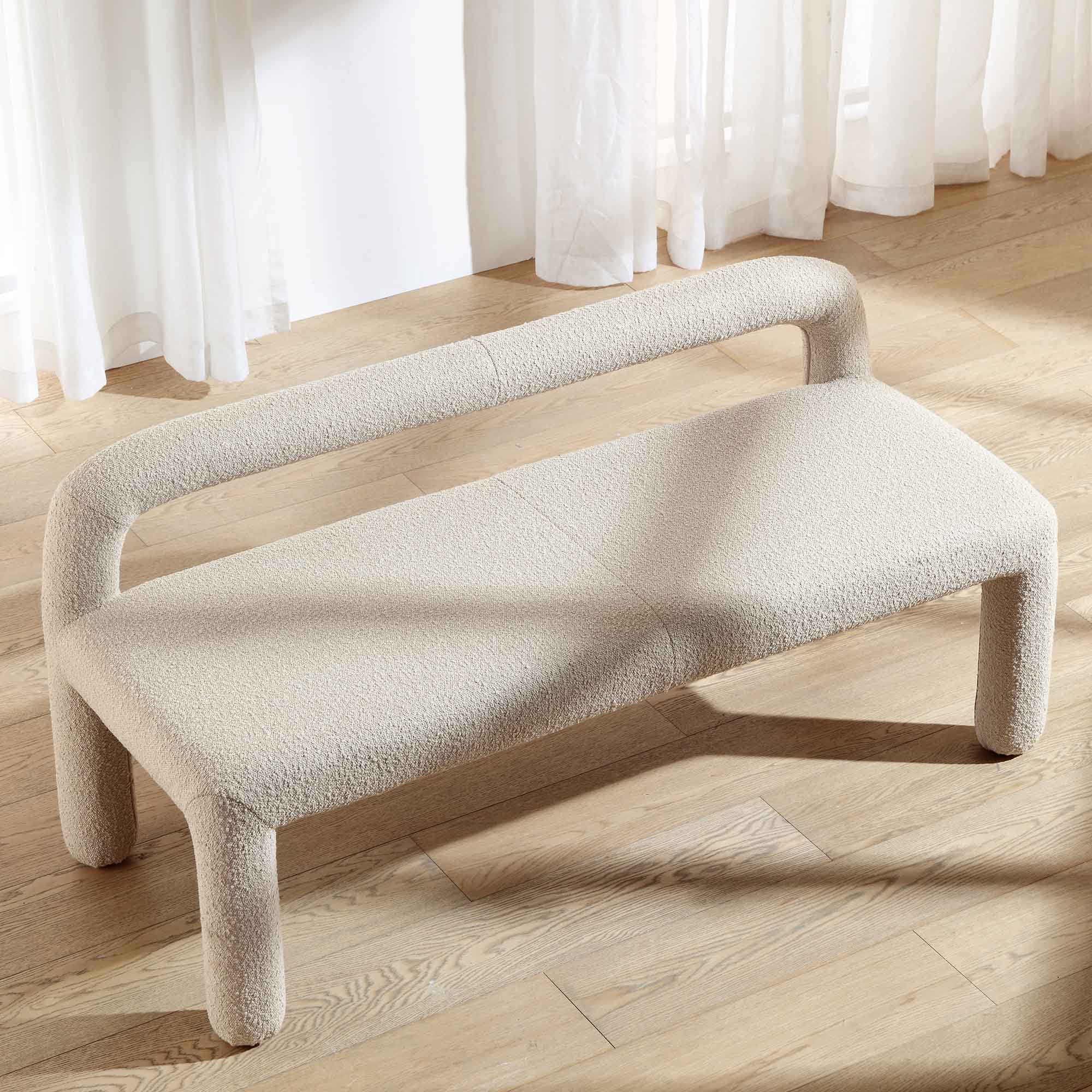 Libby Light Taupe Boucle 3 Seater Dining Bench - Image 2
