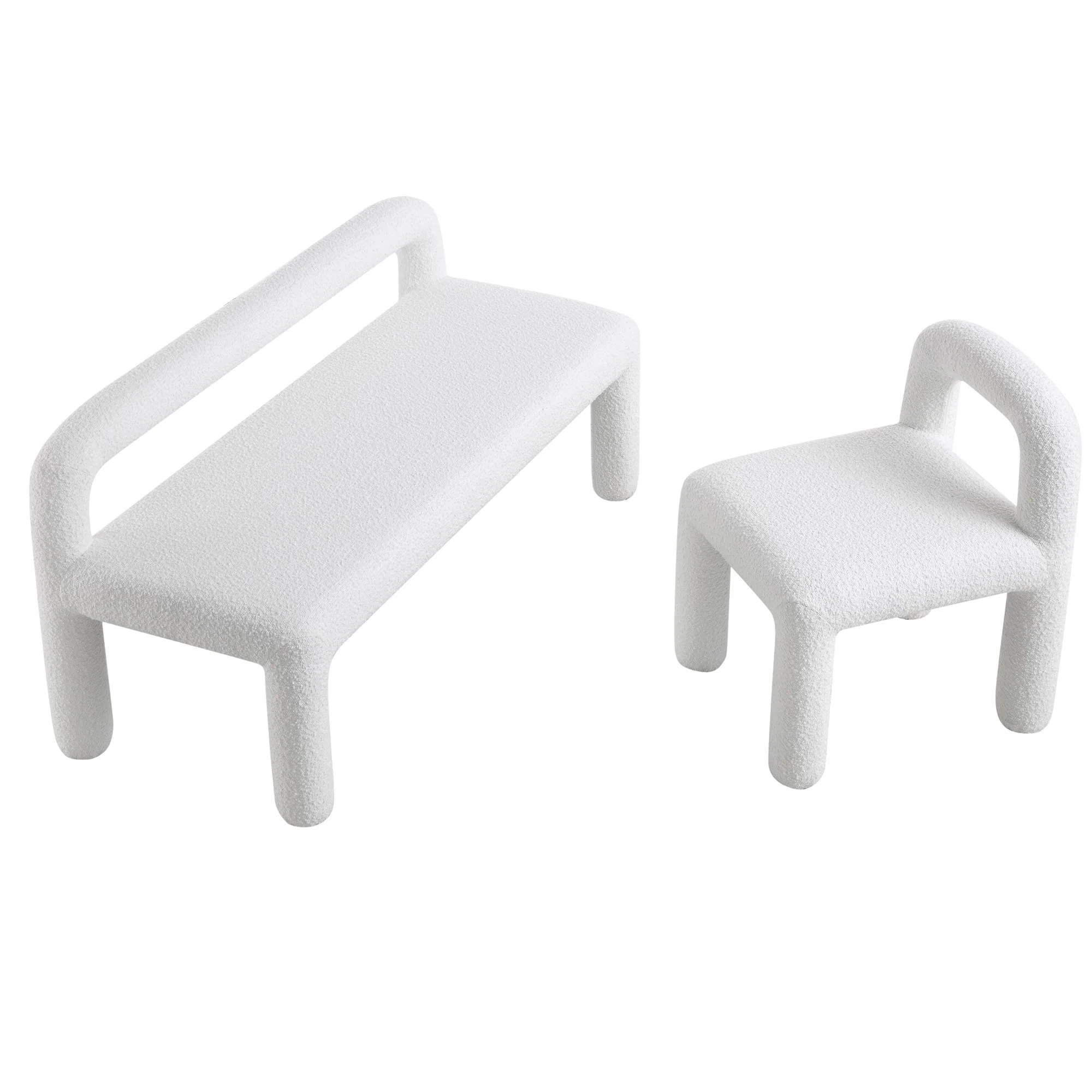 Libby Light White Boucle 3 Seater Dining Bench - Image 8