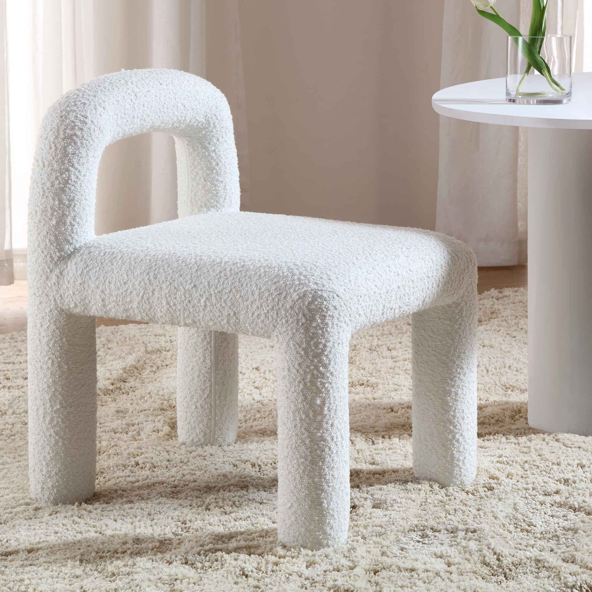 Libby White Boucle Dining Chair - Image 2