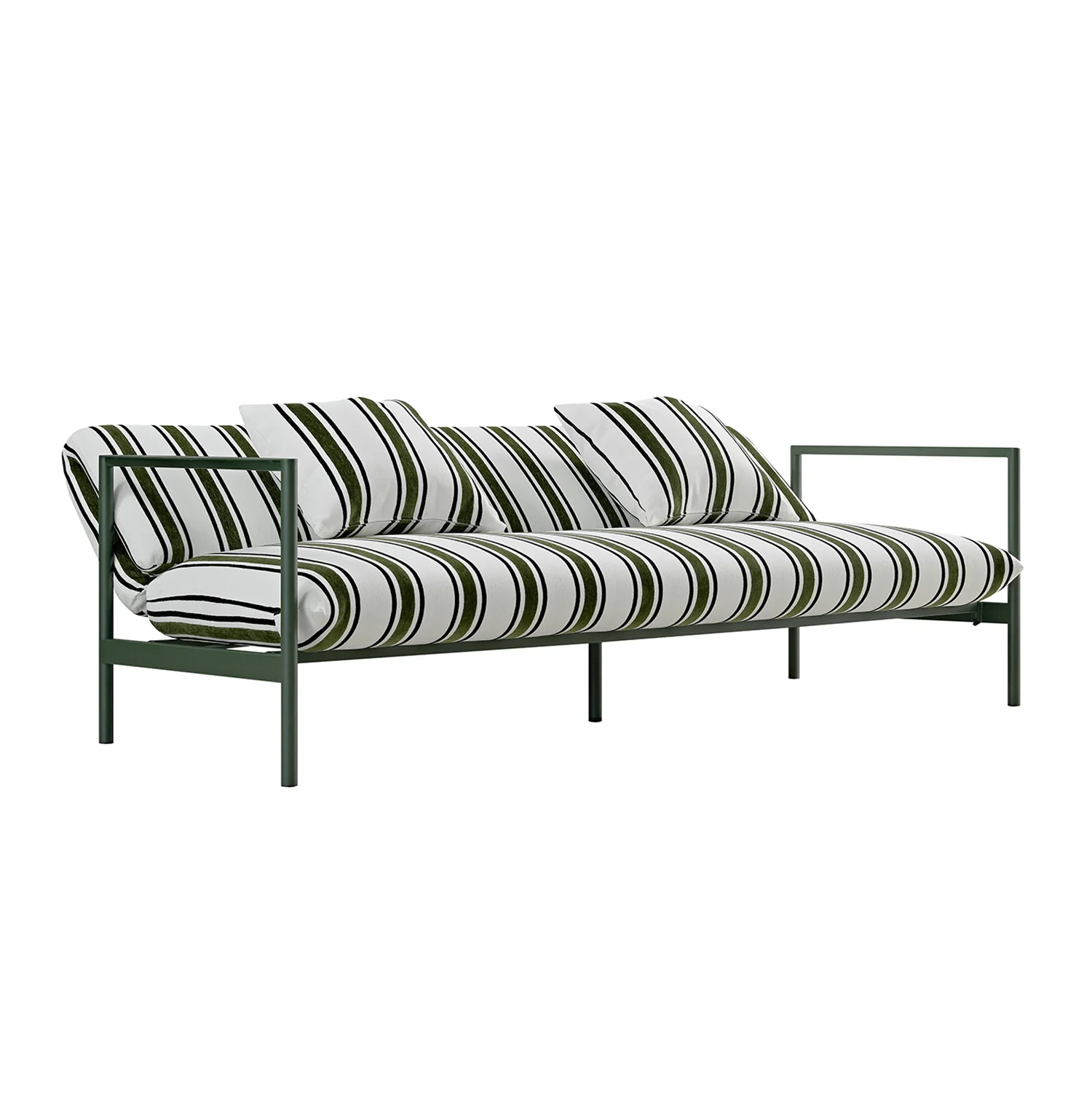 Linea Three Seater Sofa Bed, Forest Green Striped Chenille - Image 14