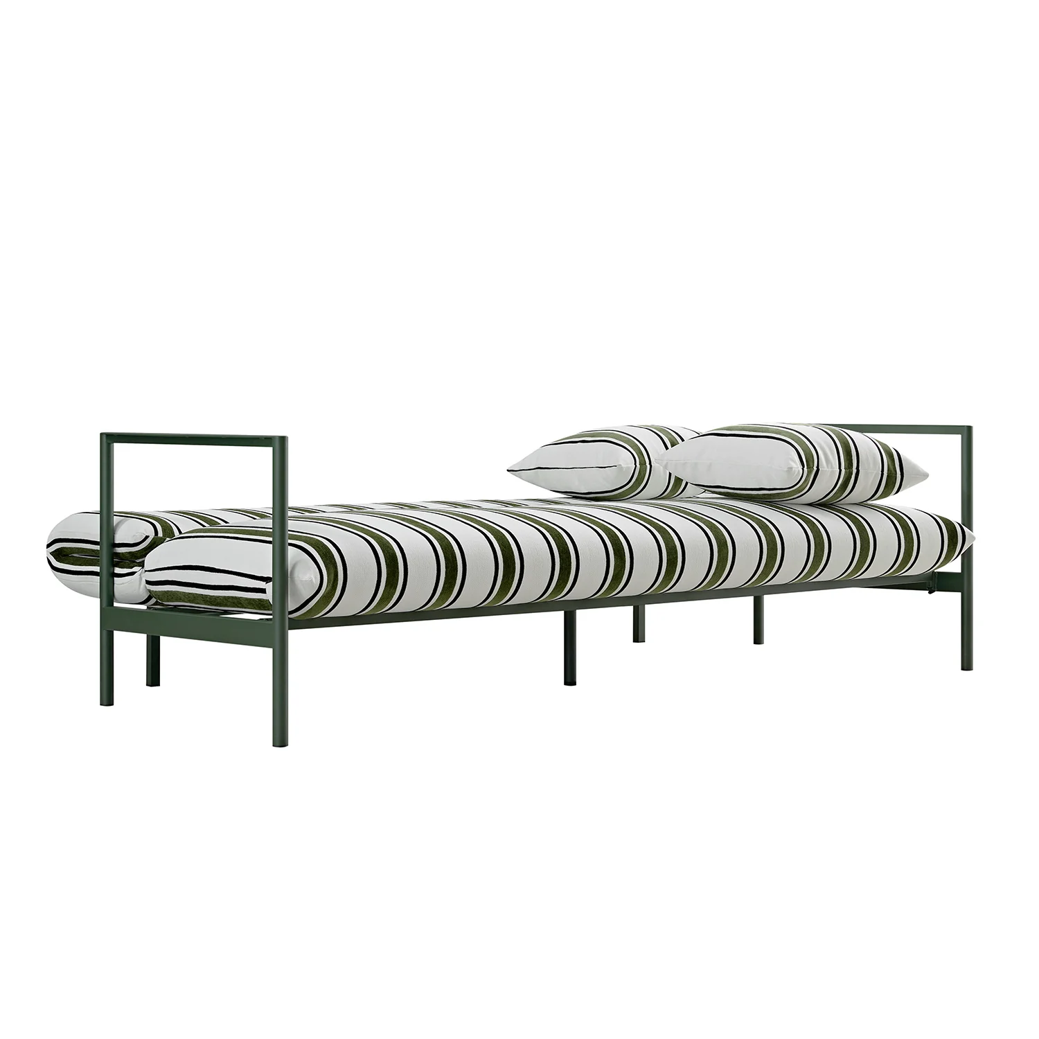 Linea Three Seater Sofa Bed, Forest Green Striped Chenille - Image 15