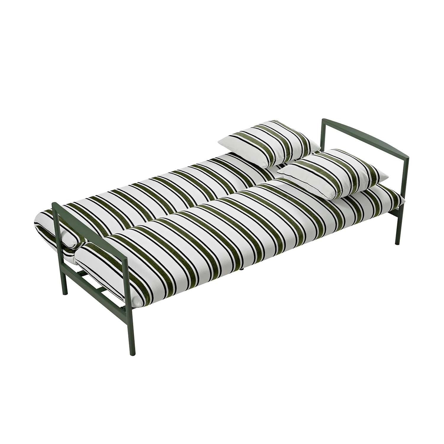Linea Three Seater Sofa Bed, Forest Green Striped Chenille - Image 16