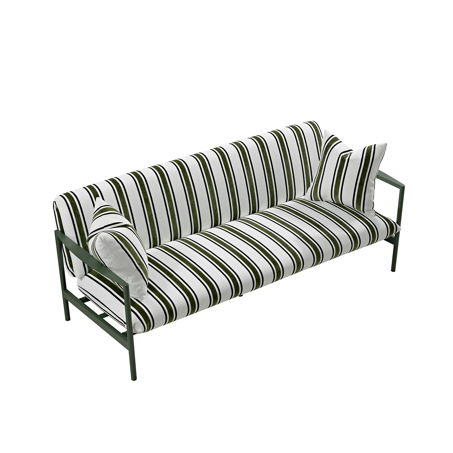 Linea Three Seater Sofa Bed, Forest Green Striped Chenille - Image 17