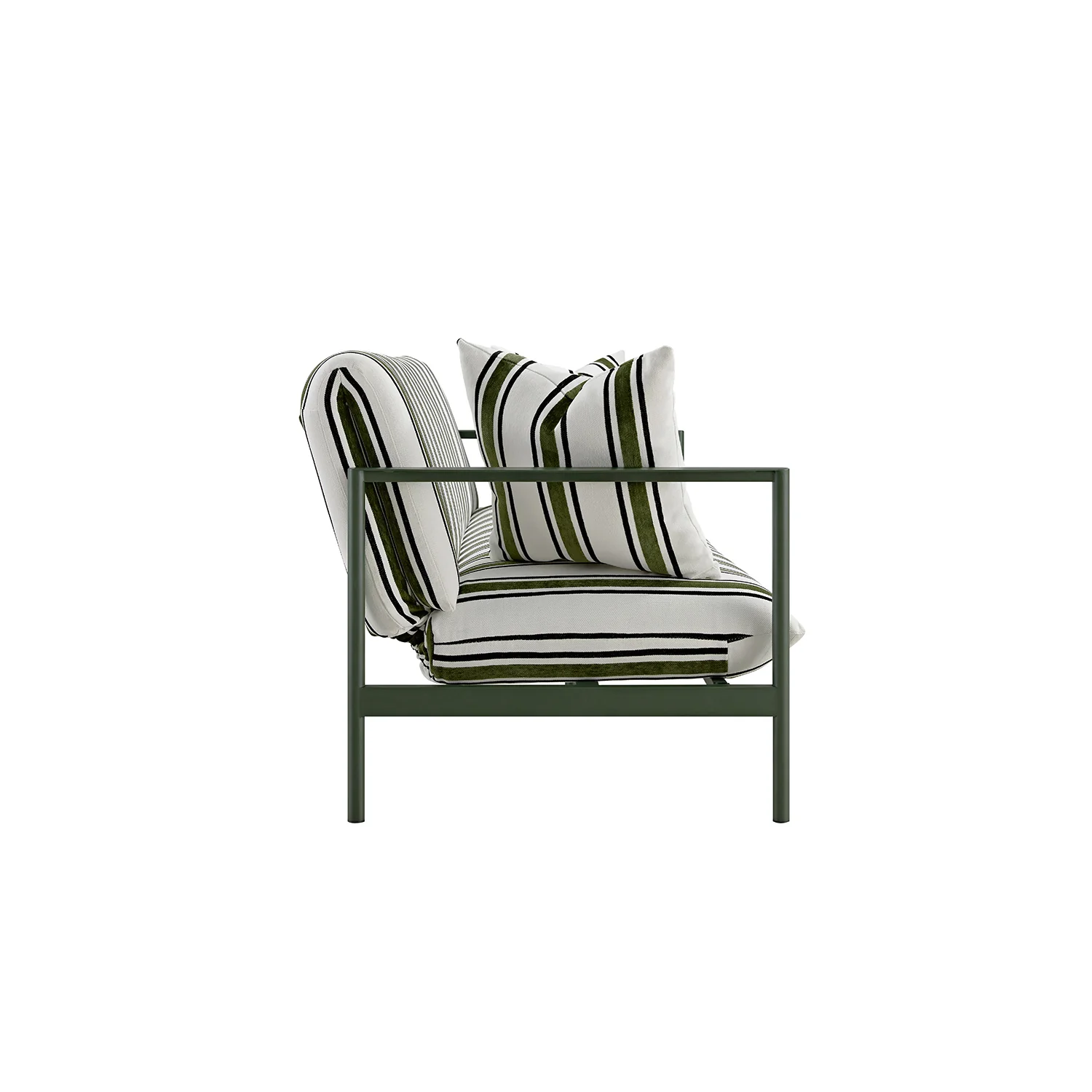 Linea Three Seater Sofa Bed, Forest Green Striped Chenille - Image 18