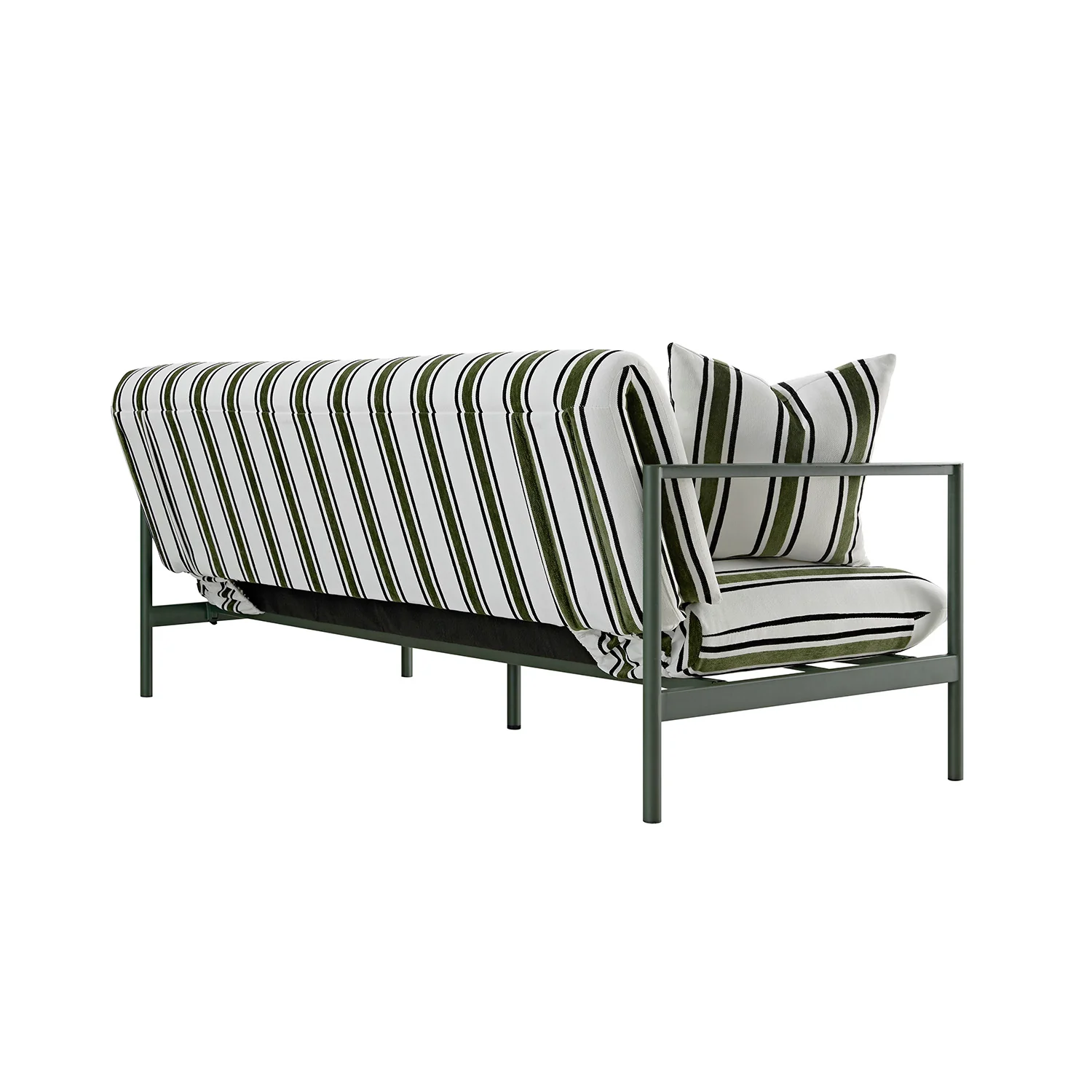 Linea Three Seater Sofa Bed, Forest Green Striped Chenille - Image 19