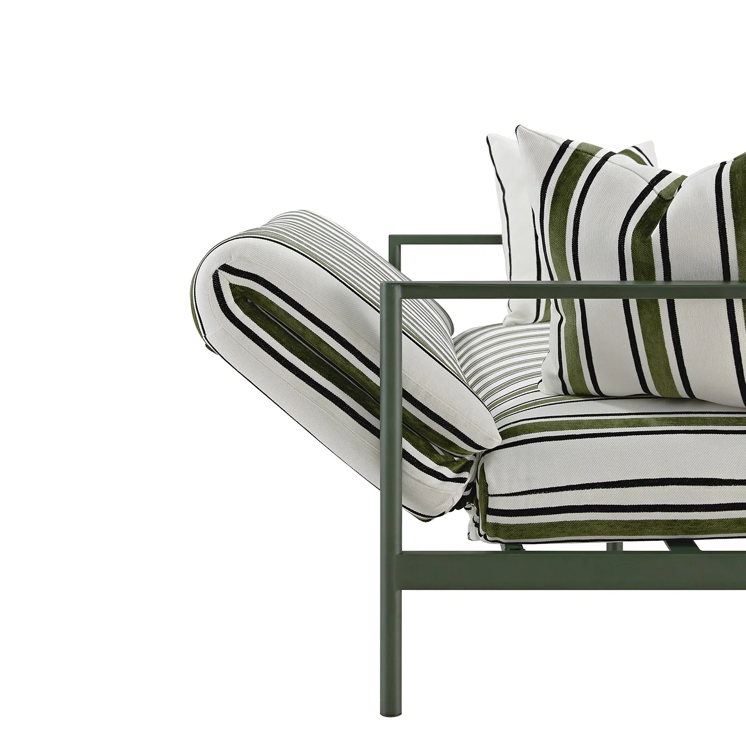 Linea Three Seater Sofa Bed, Forest Green Striped Chenille - Image 22